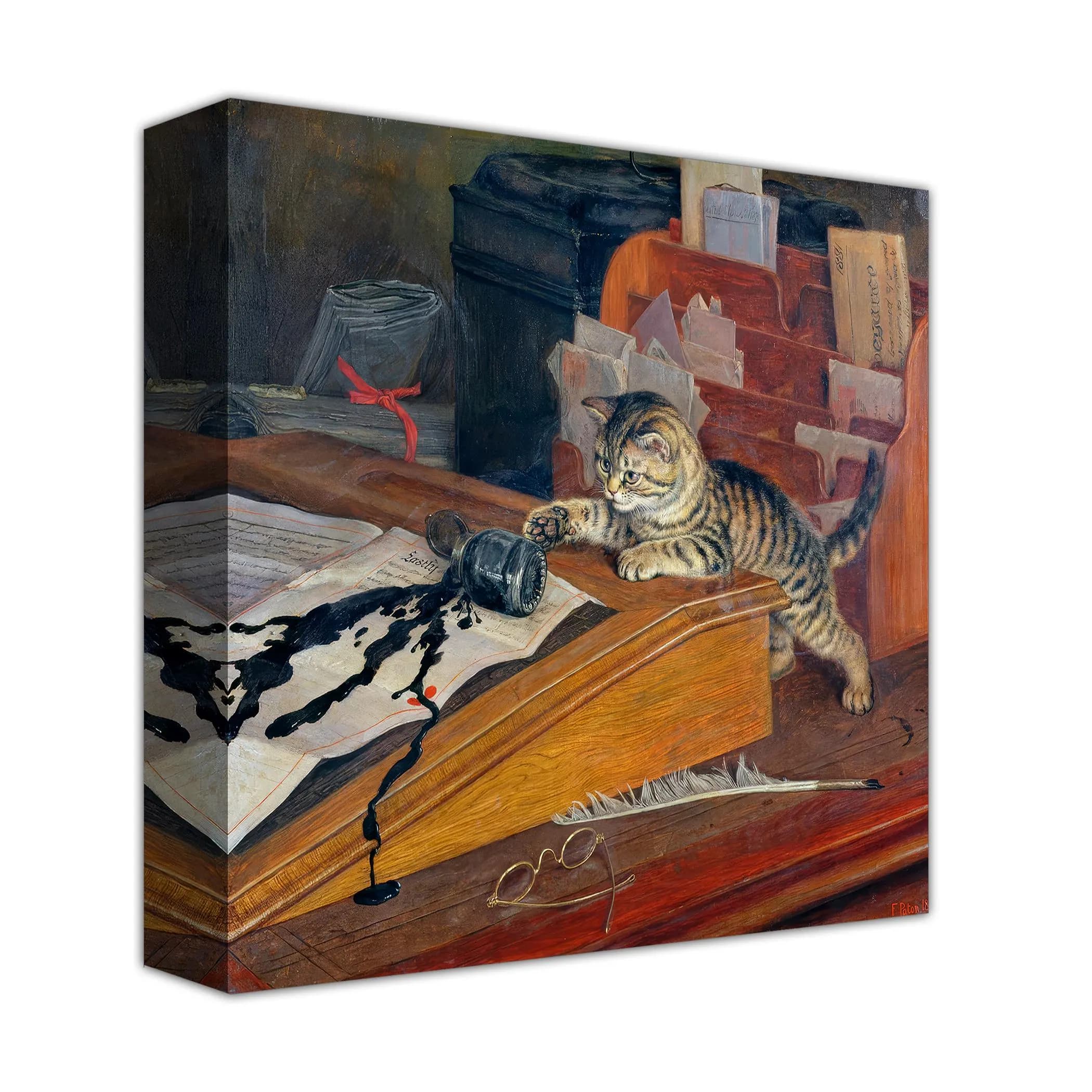Vintage Cat Painting Canvas Print, "Witness my Act and Deed" - image 3