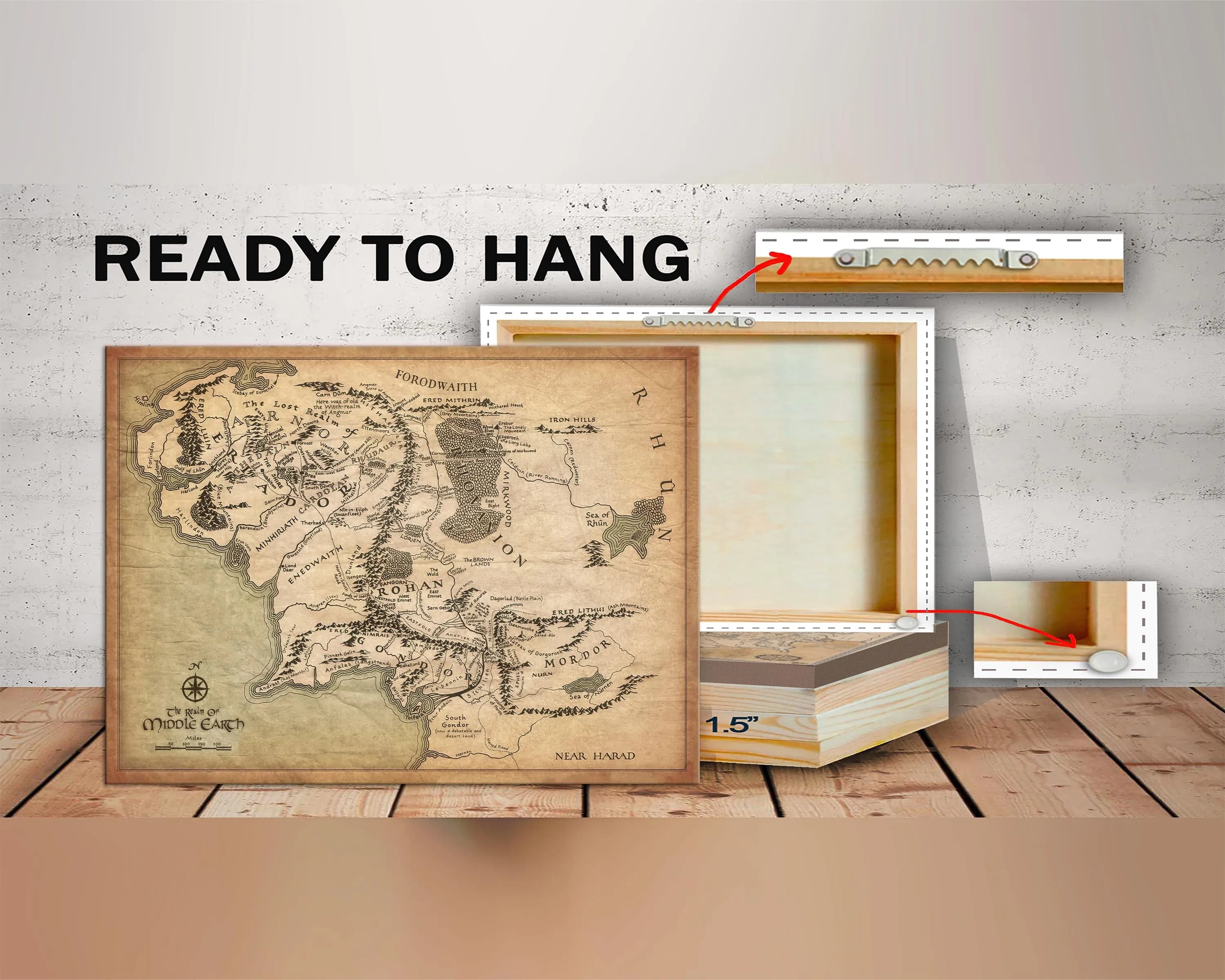 Middle Earth Map Wall Art – Vintage Fantasy World Canvas – Inspired Decor - image 4