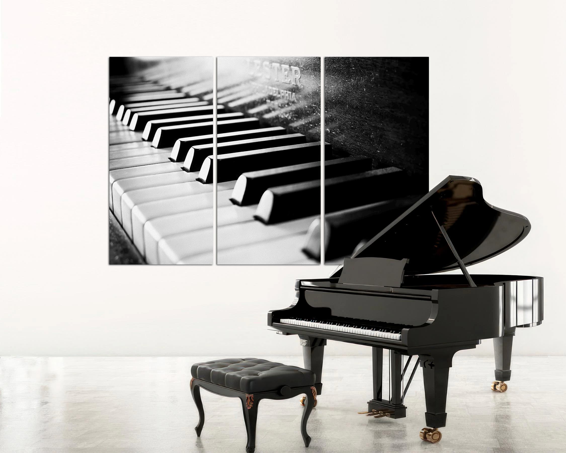 Emerson Piano Keys Canvas Art, Black and White, 3 Panel Ready to Hang