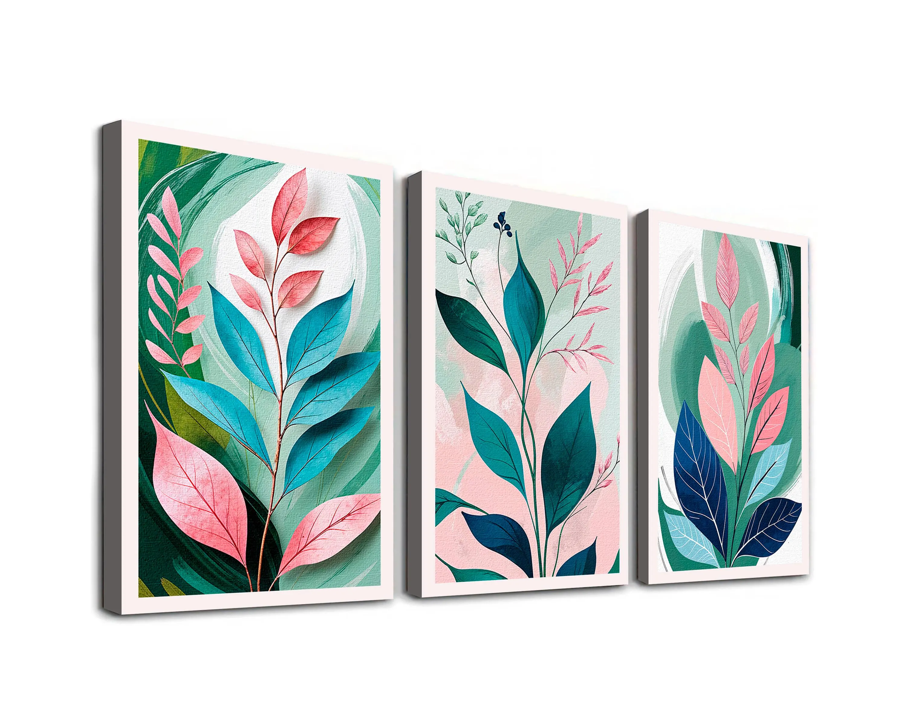Abstract Floral Canvas Print Set, Mid-Century Modern Botanical Wall Art - image 3