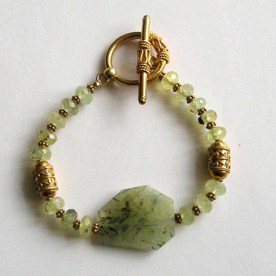 Handmade Prehnite Bracelet: Gold Vermeil Toggle Clasp, Artisan Jewelry - image 3