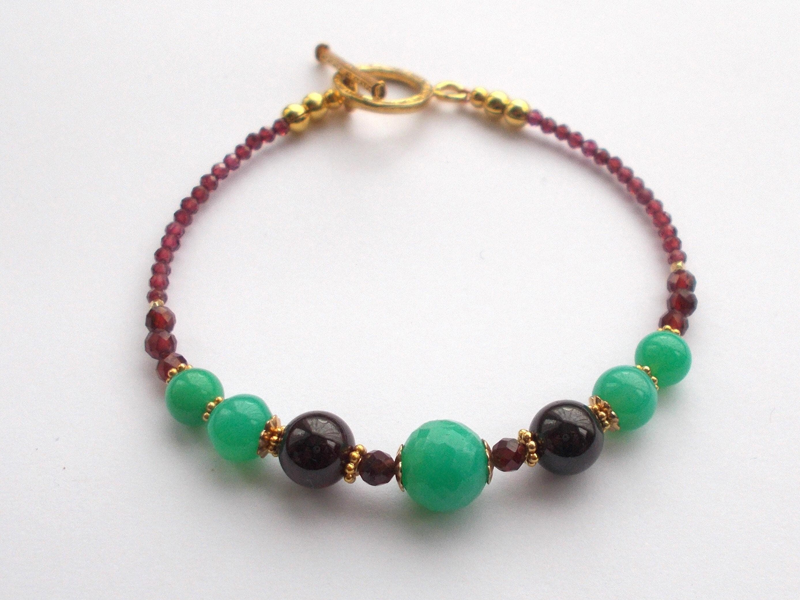 Chrysoprase Garnet Bracelet: Handmade Gold Vermeil Gemstone Jewelry - image 4