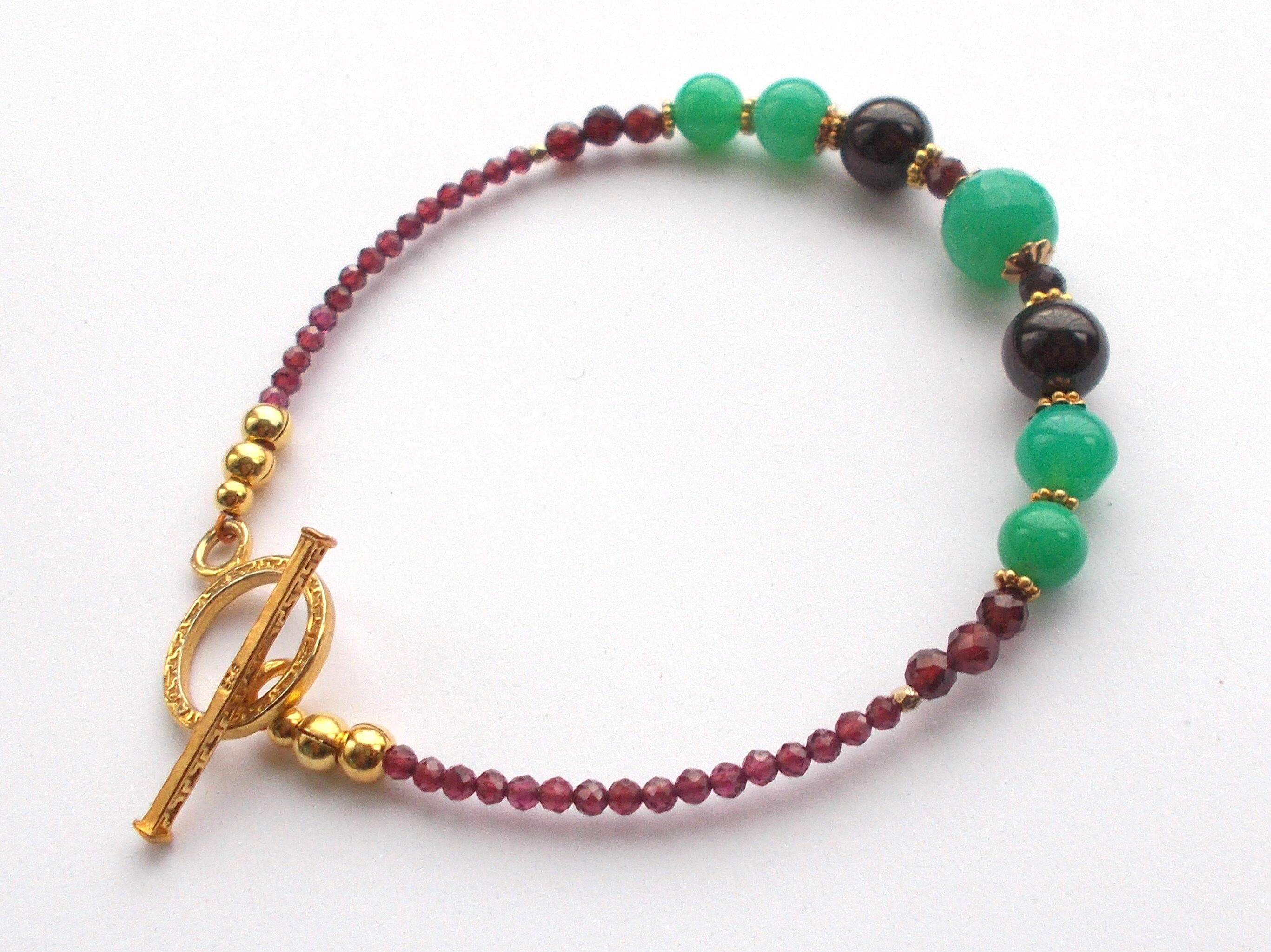 Chrysoprase Garnet Bracelet: Handmade Gold Vermeil Gemstone Jewelry - image 5