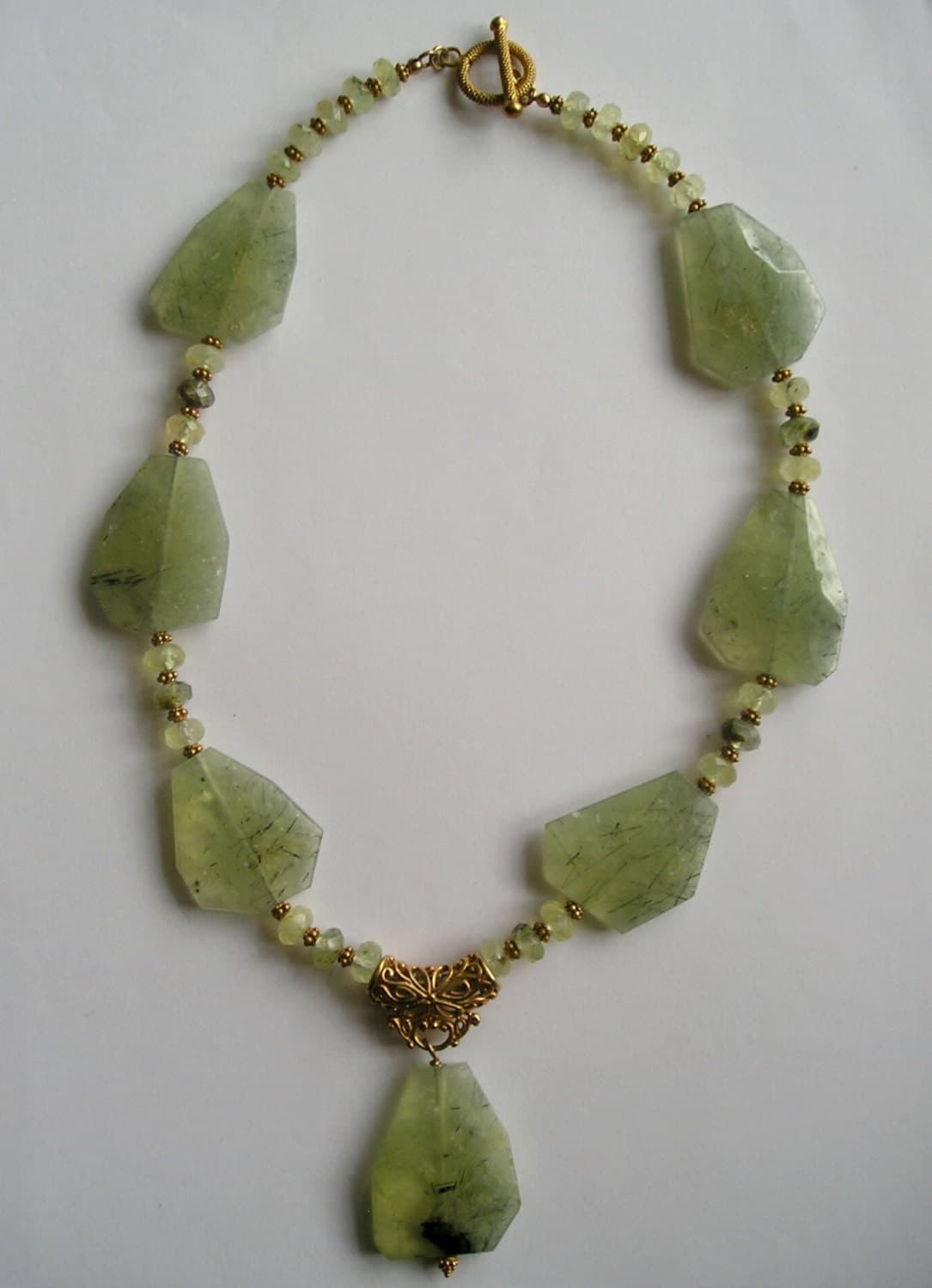 Handmade Prehnite Necklace: Gold Vermeil Artisan Jewelry - image 3