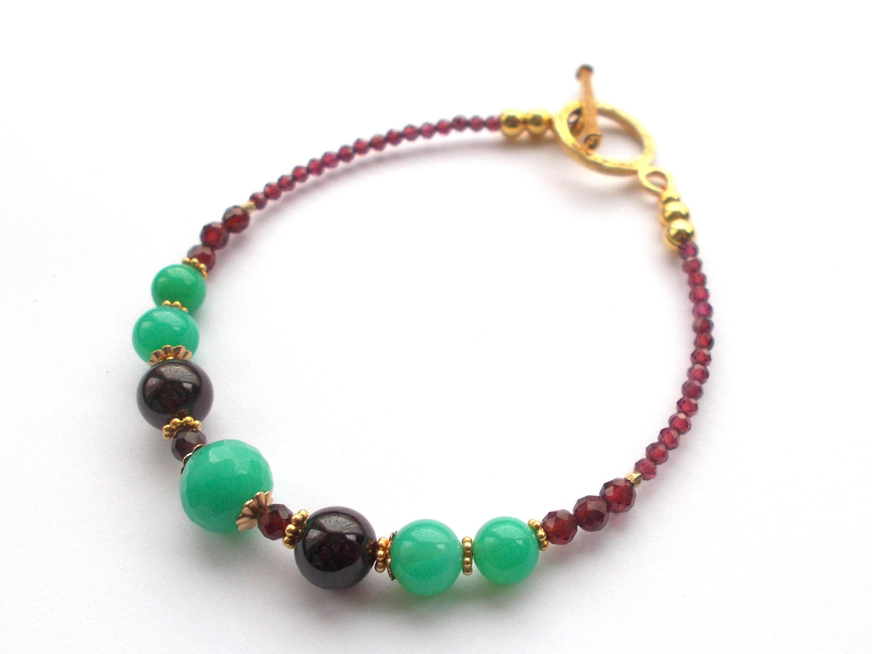 Chrysoprase Garnet Bracelet: Handmade Gold Vermeil Gemstone Jewelry - image 3