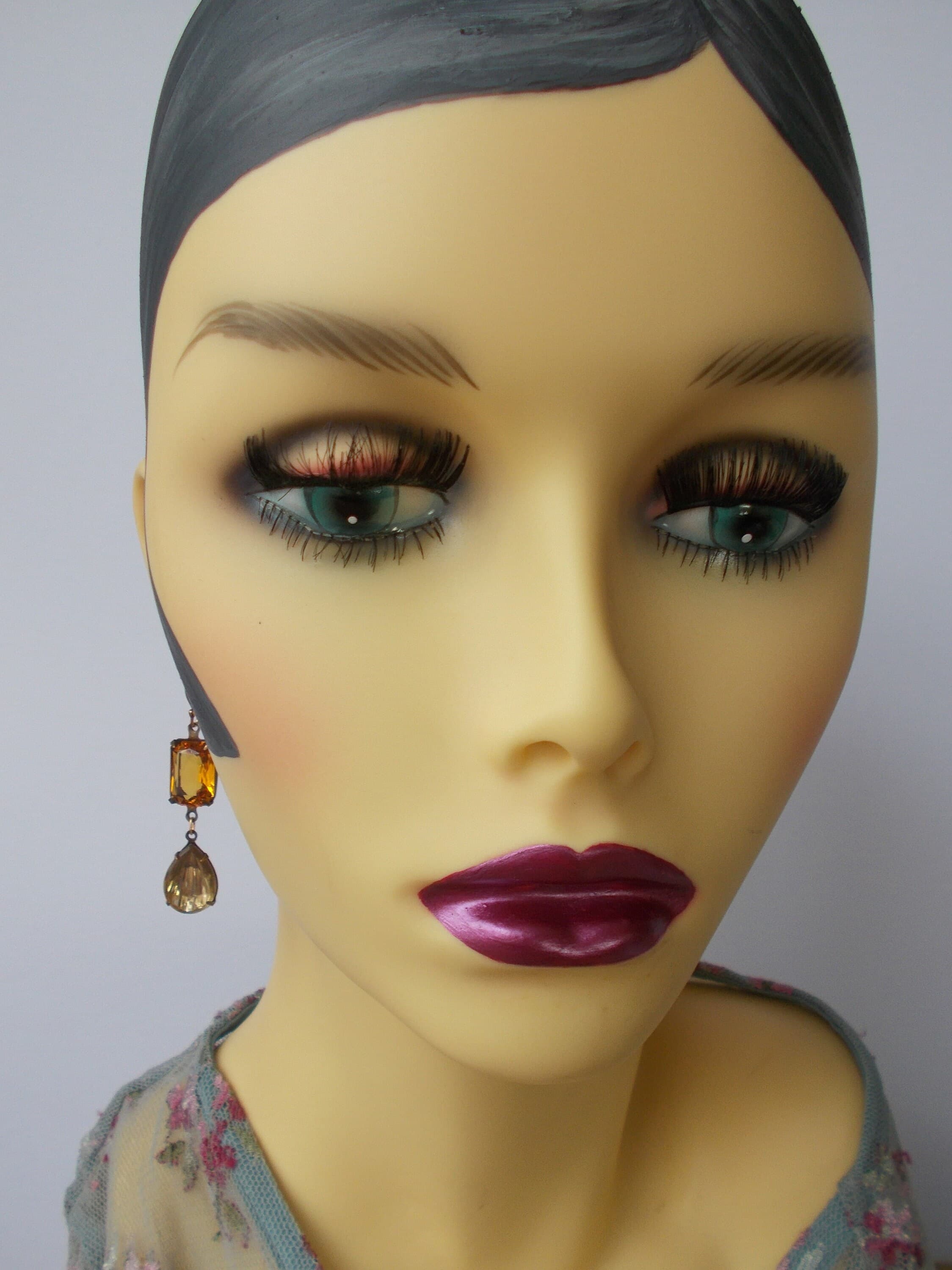 Vintage Rhinestone Dangle Earrings: Gold Vermeil Hooks - image 4
