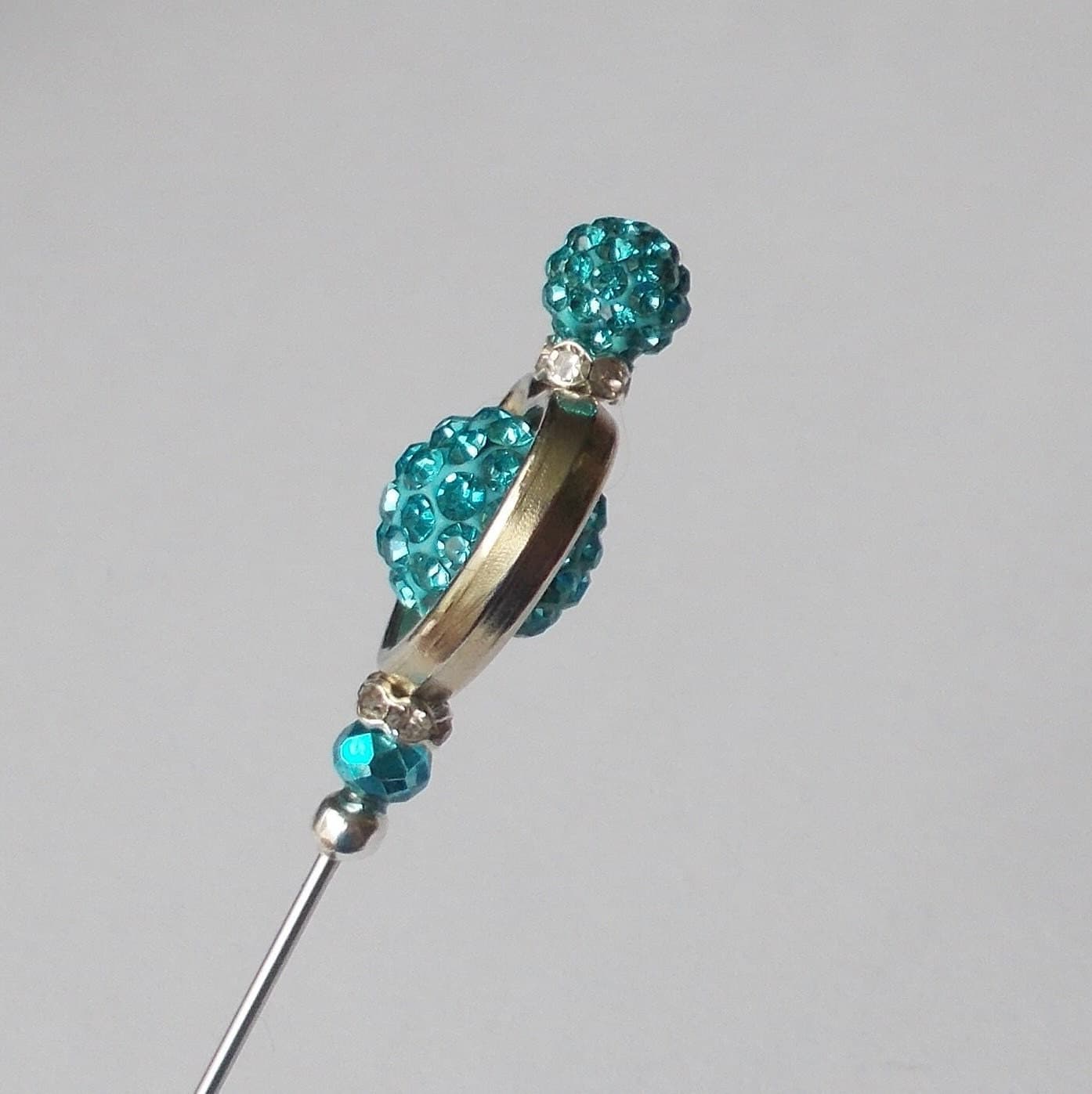 Handmade Hatpin: Silver Heart, Blue Glass Beads (5.25 inch) - image 5