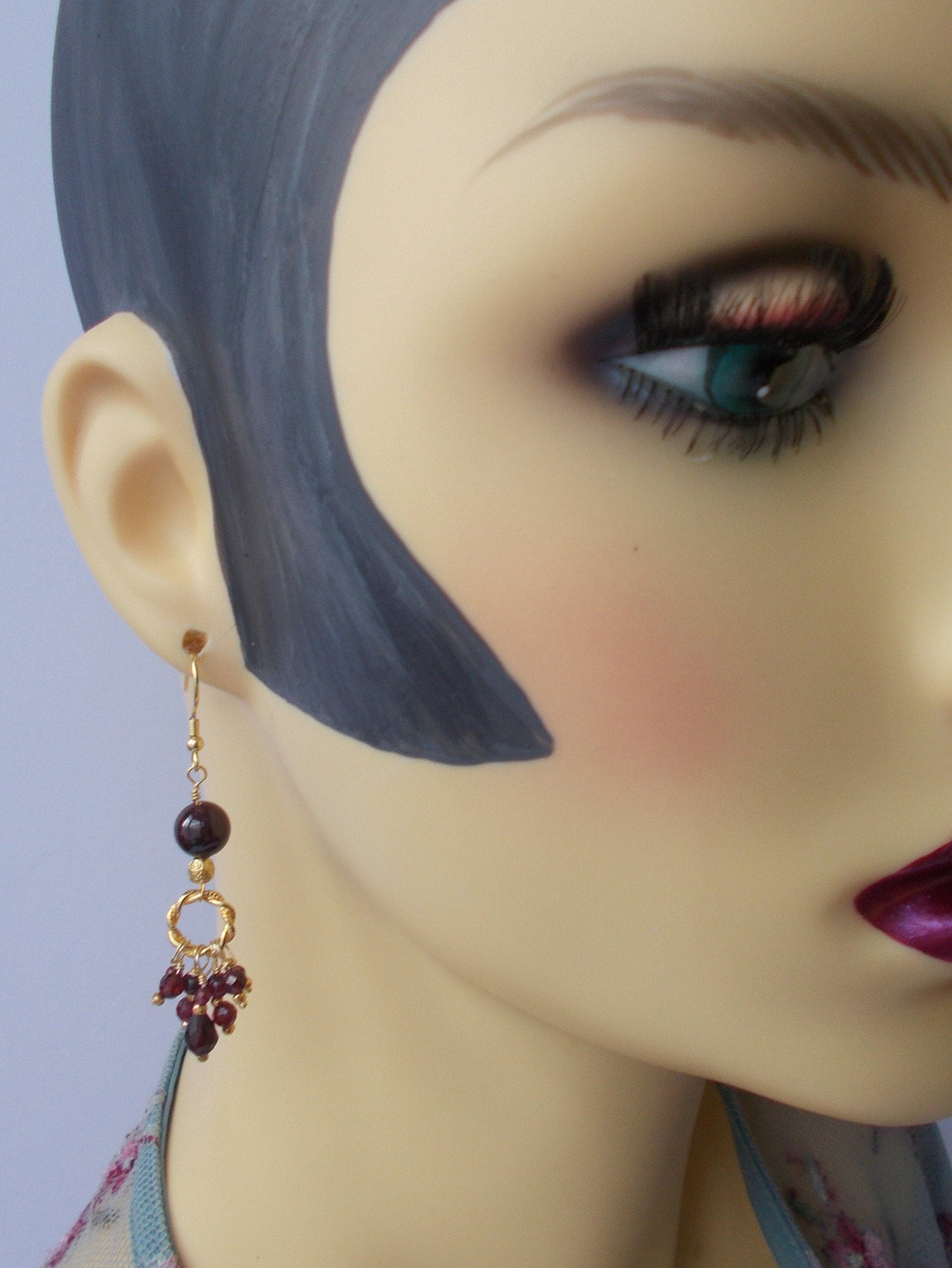 Handmade Garnet Drop Earrings: Gold Vermeil Artisan Jewelry - image 5