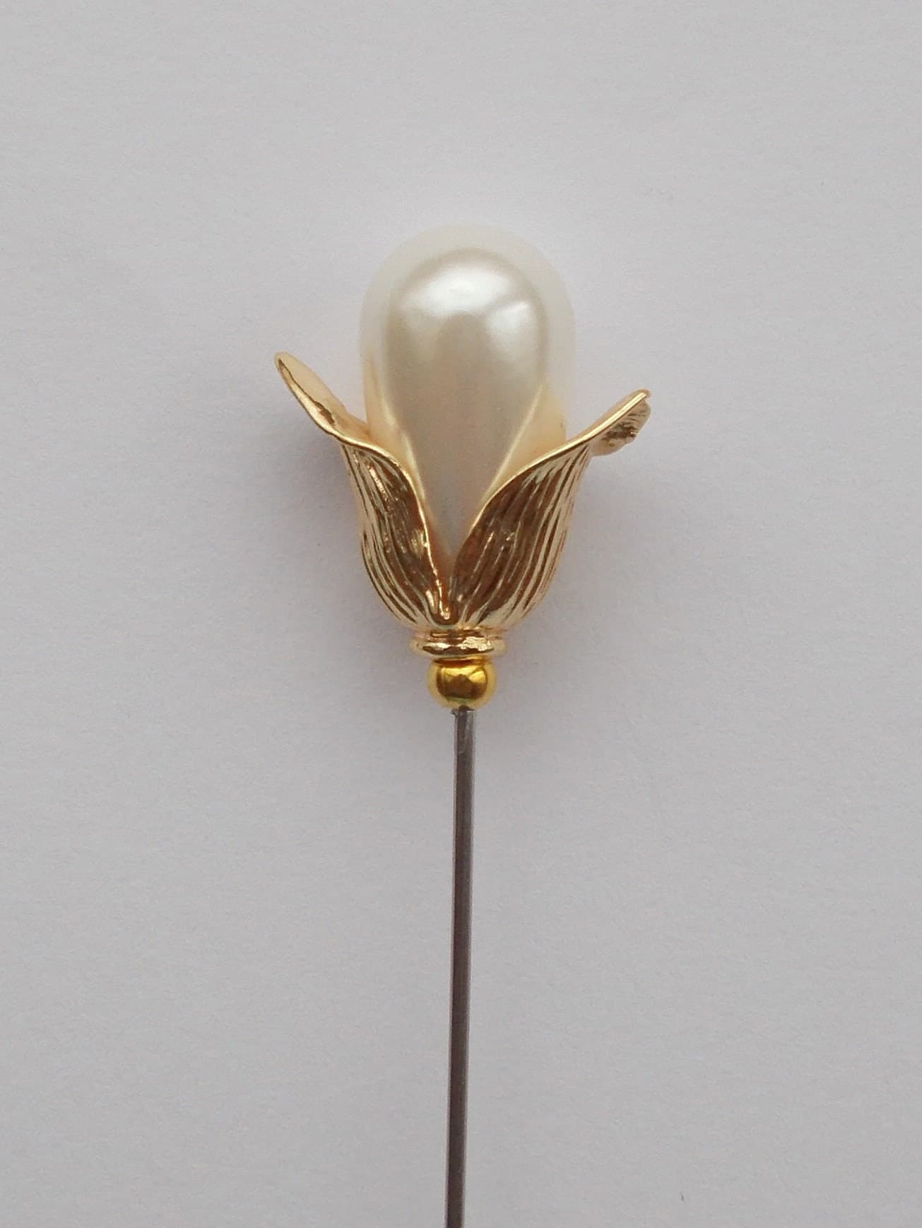 Hatpin - Snowdrop Inspired Classic White faux pearl & gold coloured findings approx 5.5 inch Handmade 1mm Steel Hatpin / Hat Pin - image 5