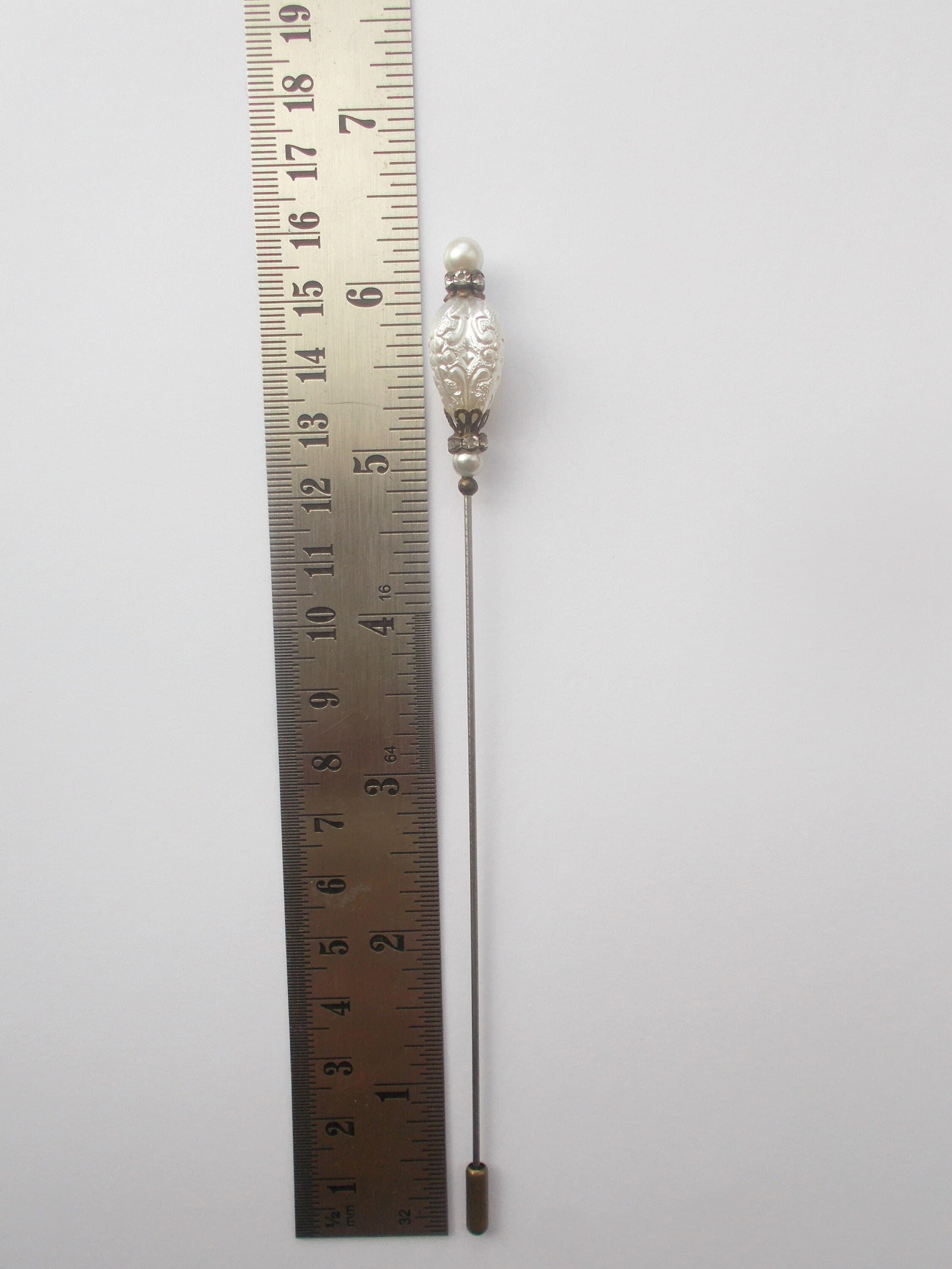 Handmade Faux Pearl Hatpin: Silver, Gold, or Bronze Steel Pin - image 5
