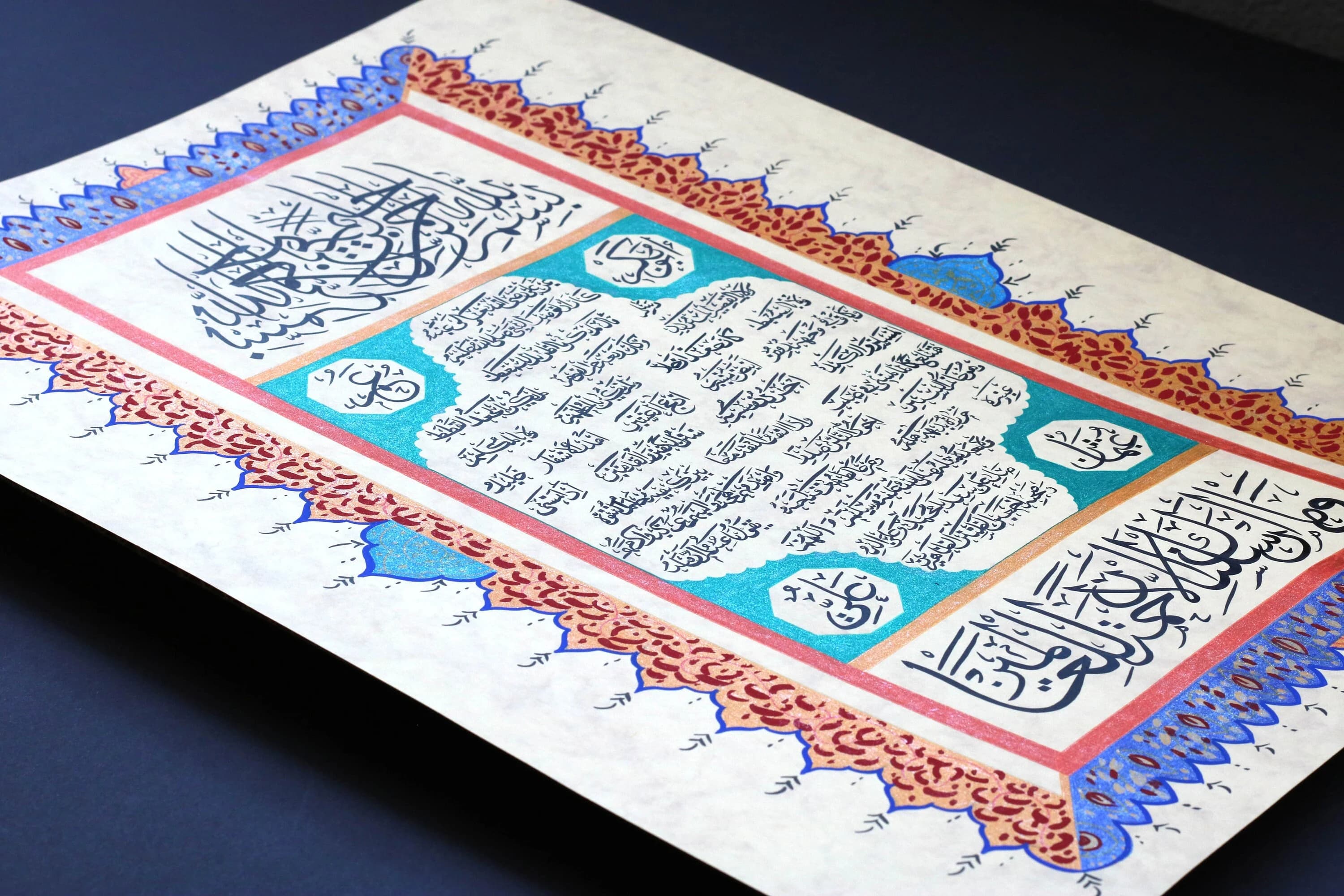 Islamic Calligraphy Wall Art Islamic Handmade Arabic Calligraphy Hand Painting Ottoman Turkish Islamic Art Wall Original Handmade Exclusive Collection of Islamic Arabic Modern Art Muslim Gift Art Wall Décor Ramadan Gift The Blessed Hilya Sharif