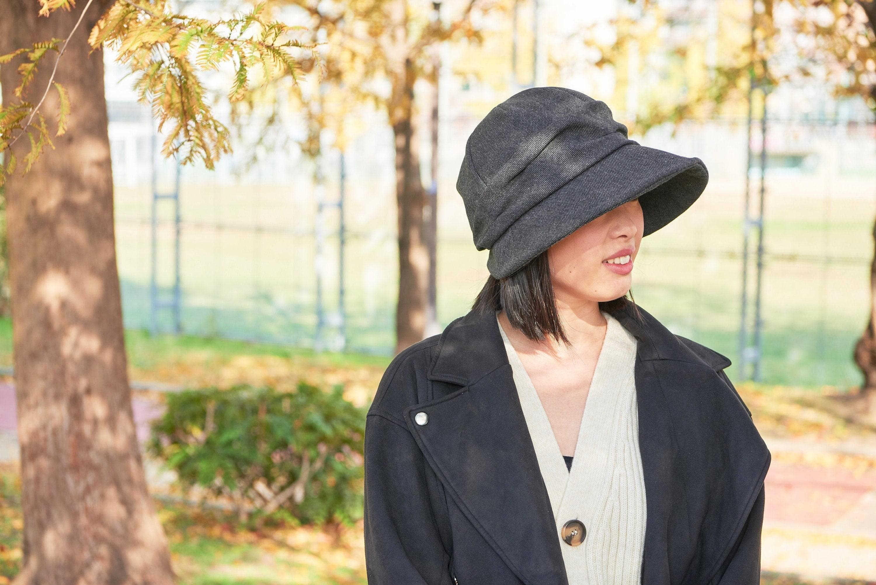 Womens Newsboy Winter Hat, Organic Cotton Bonnet, Soft Visor Casquette, Chemo Cap, Ladies Cloche, Foldable Adjustable Sun Hat Wide Brim Peak