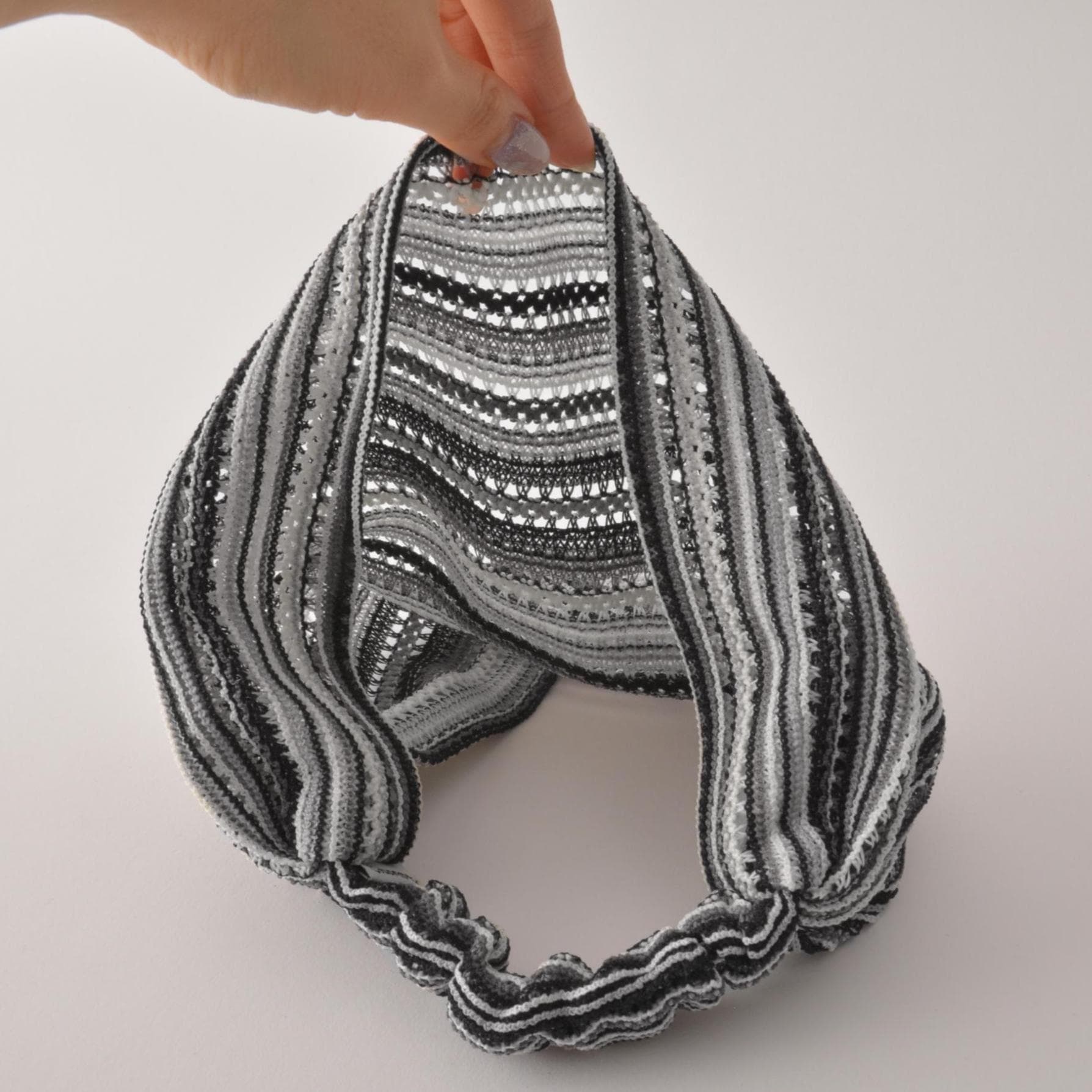 Crochet Head Scarf, Mens Headband, Summer Bandana for Women, Knit Triangle Scarf, Breathable Mesh - image 5