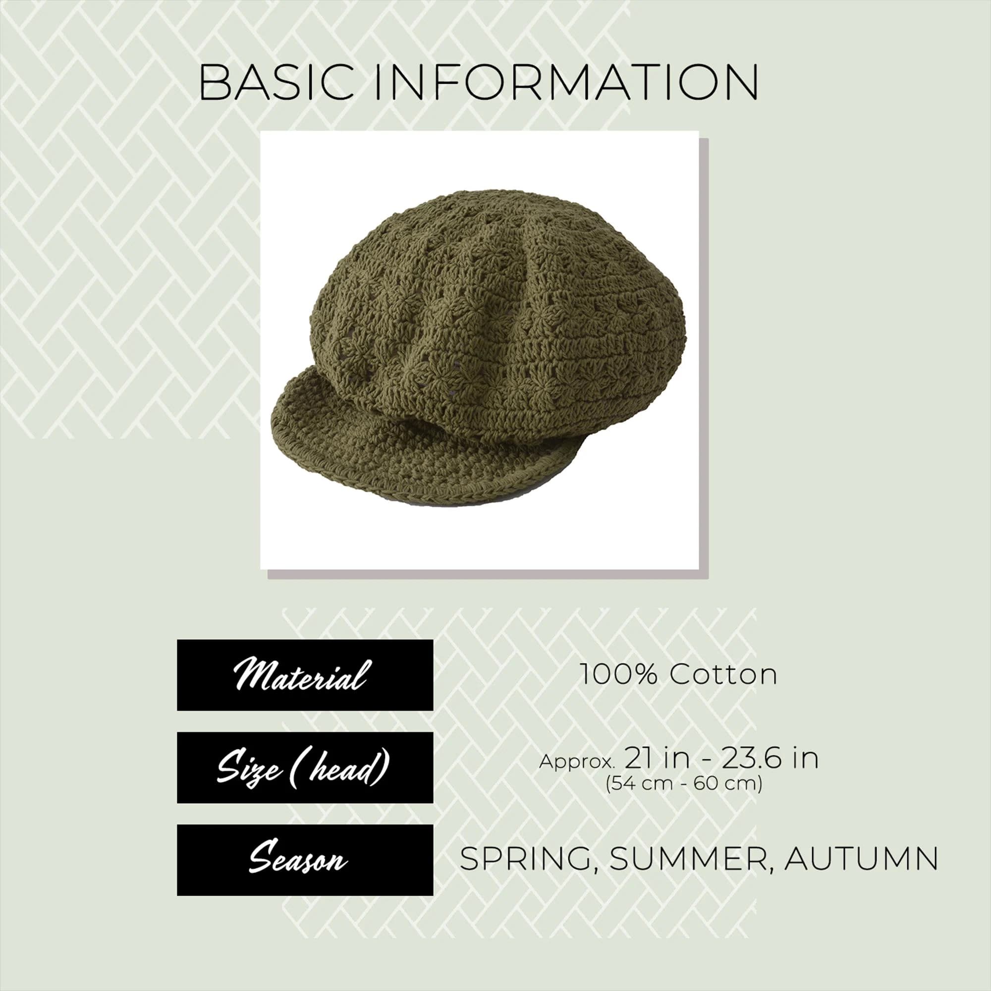 100% Cotton Y2K Newsboy Cap, Crochet Beanie with Visor, Handmade Boho Raffia Hat with a Soft Brim, Breathable & Lightweight Vintage-style - image 2