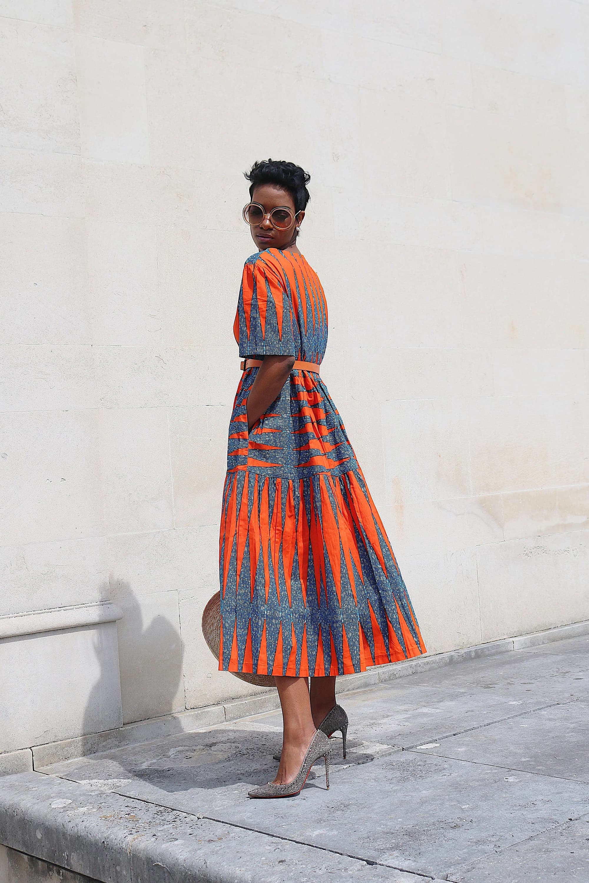 Tia Orange Ankara African Print Loose Smock BabyDoll Midaxi Dress Sizes 10-22UK/6-18USA - image 3