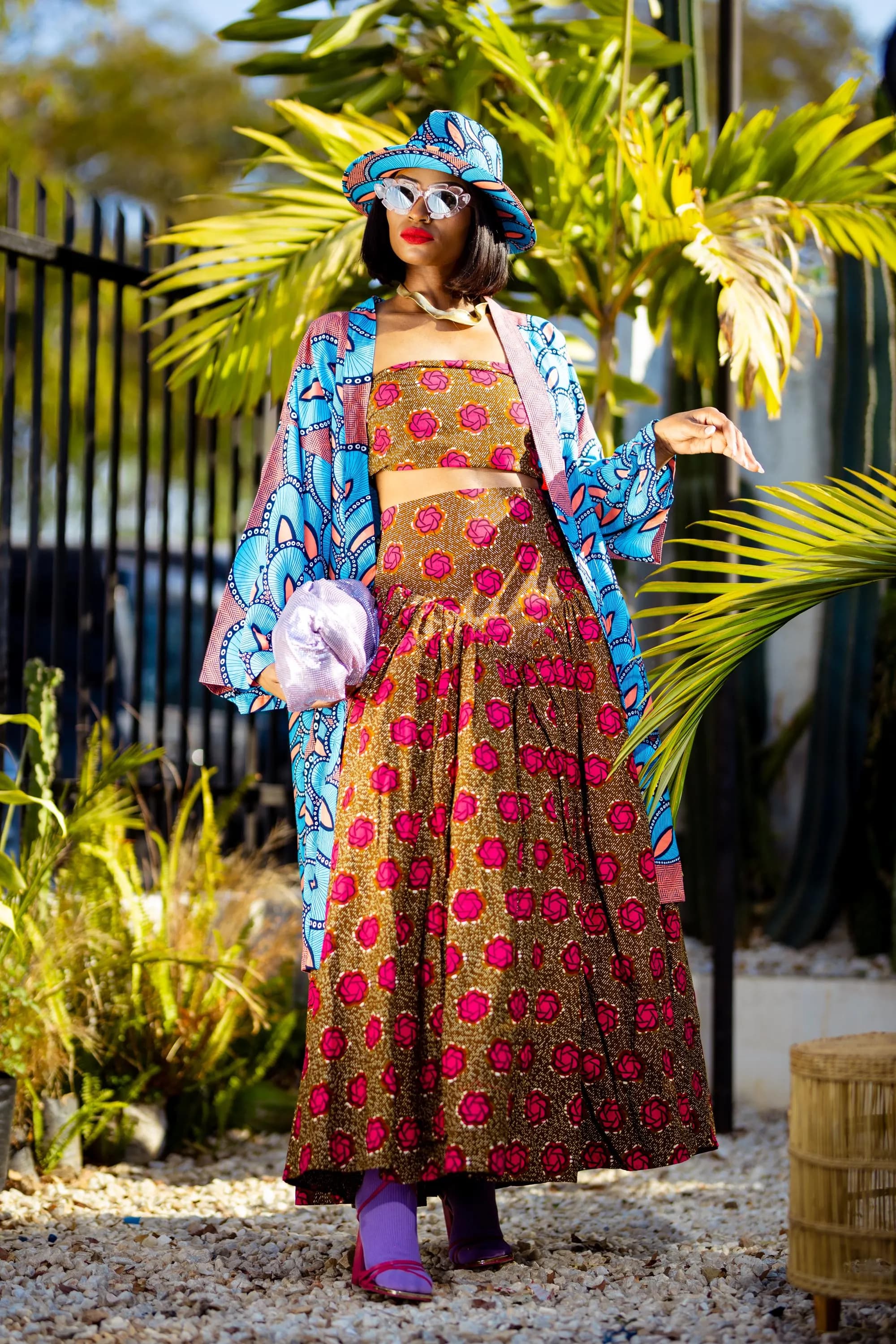 Nana Oversized Ankara African Print Oversized Midi Kimono Robe & Hat M-2XL/8-18US - image 5