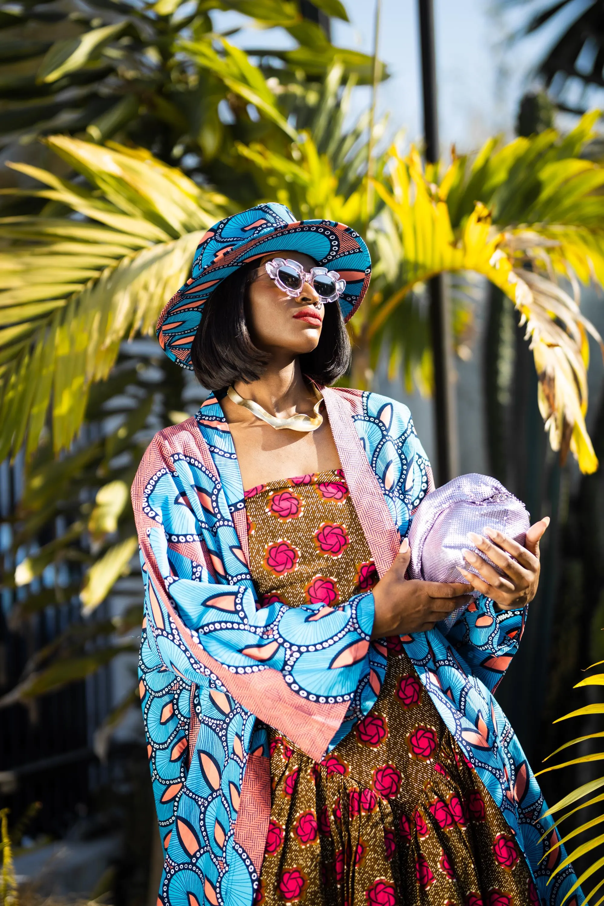 Nana Oversized Ankara African Print Oversized Midi Kimono Robe & Hat M-2XL/8-18US - image 3