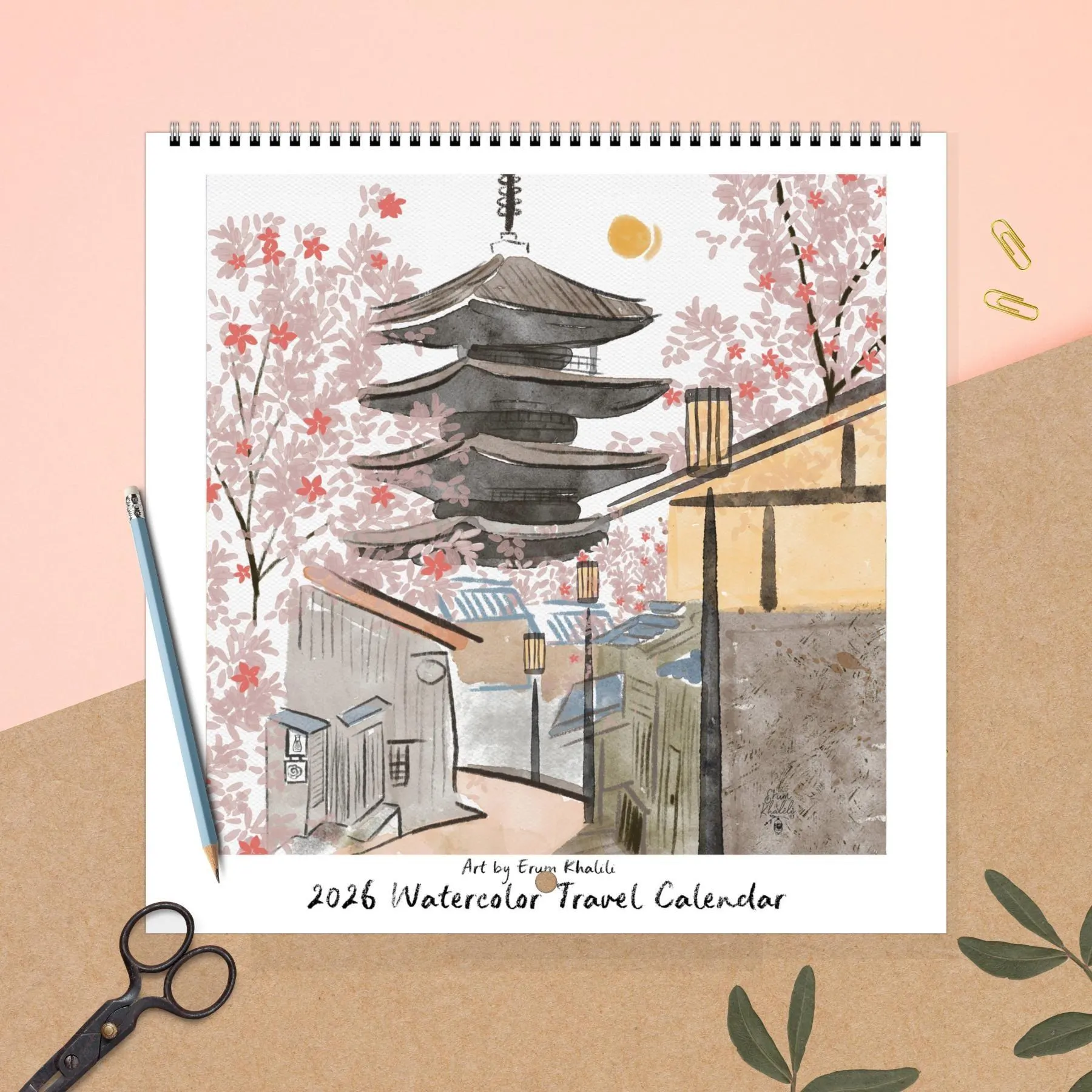 2026 Travel Wall Calendar – Watercolor Countries, Monthly 12-Month Illustrated, Gift & Decor - image 5