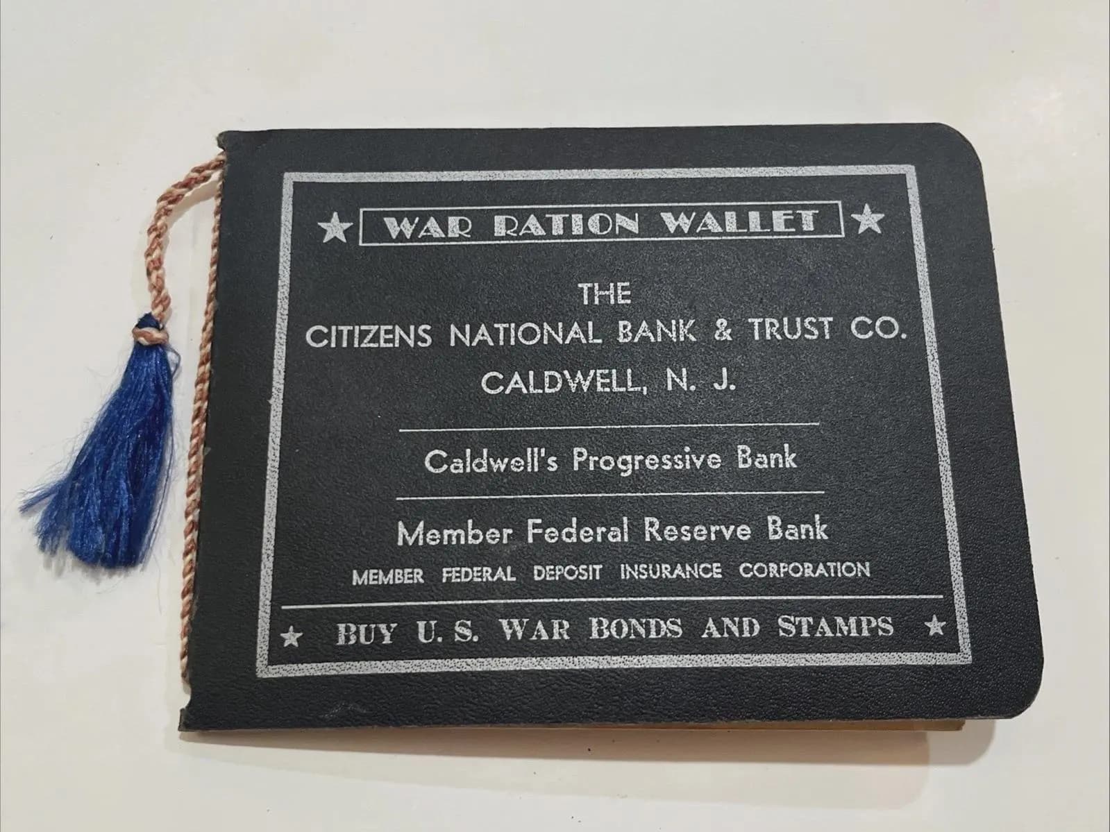 World War II Ration Wallet, Caldwell NJ, Caldwells Progressive Bank, Historical Collectible, Vintage Keepsake