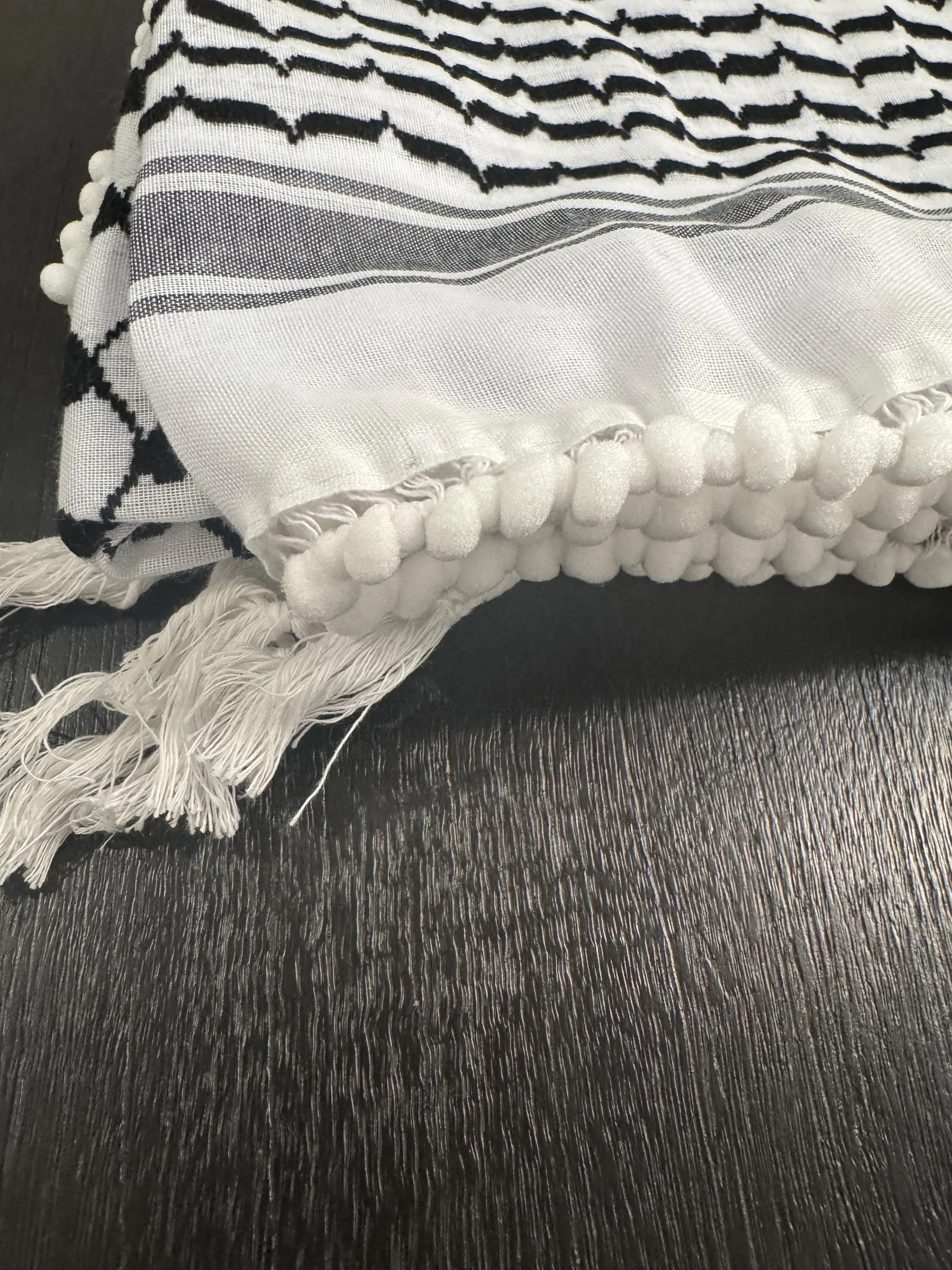 embroidered Palestinian kufiya kuffiyah unisex hatta shemagh wrap shawl scarf with tussle - image 5