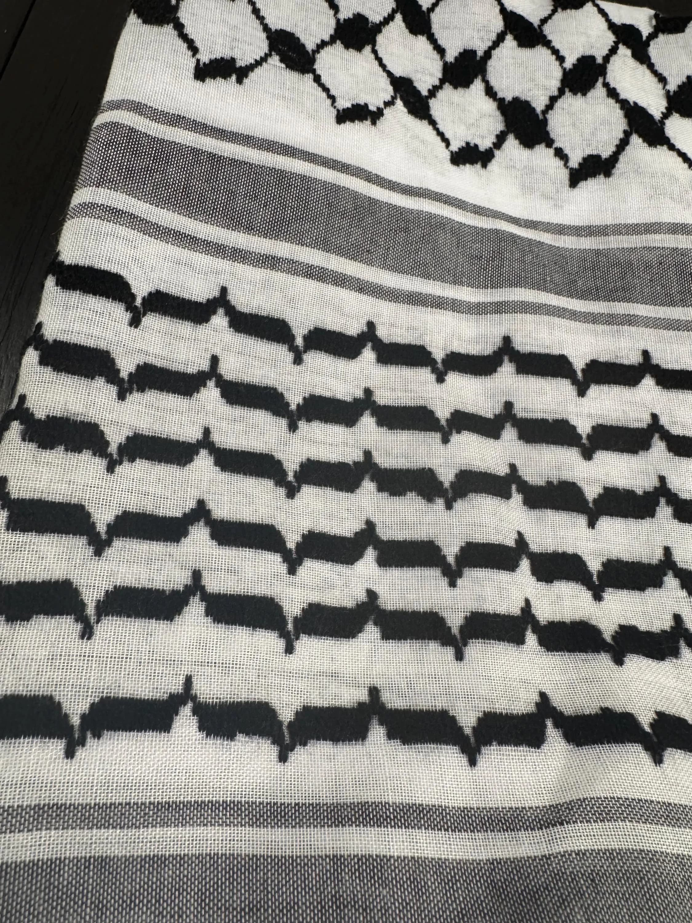 embroidered Palestinian kufiya kuffiyah unisex hatta shemagh wrap shawl scarf with tussle - image 3