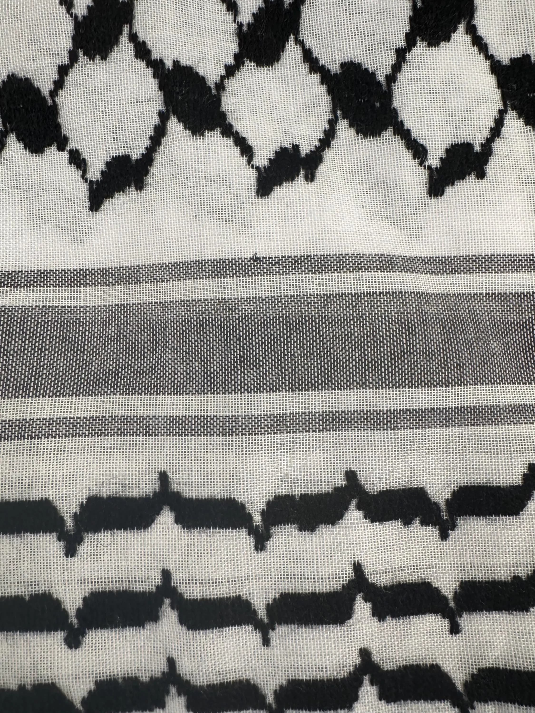 embroidered Palestinian kufiya kuffiyah unisex hatta shemagh wrap shawl scarf with tussle - image 4