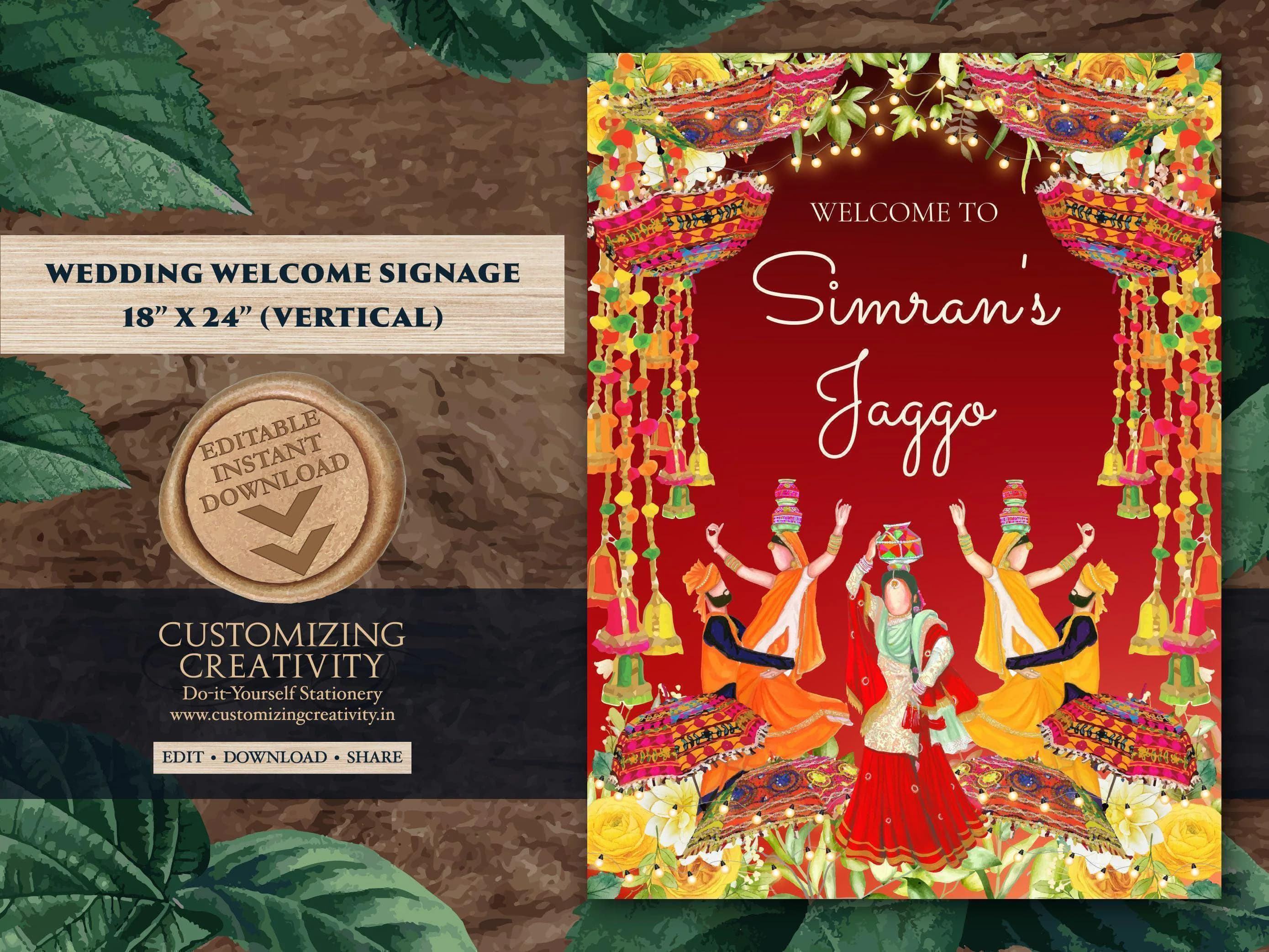 Punjabi Jaggo Welcome Sign: Bhangra Dancers, Truck Art (Digital Template) - image 4