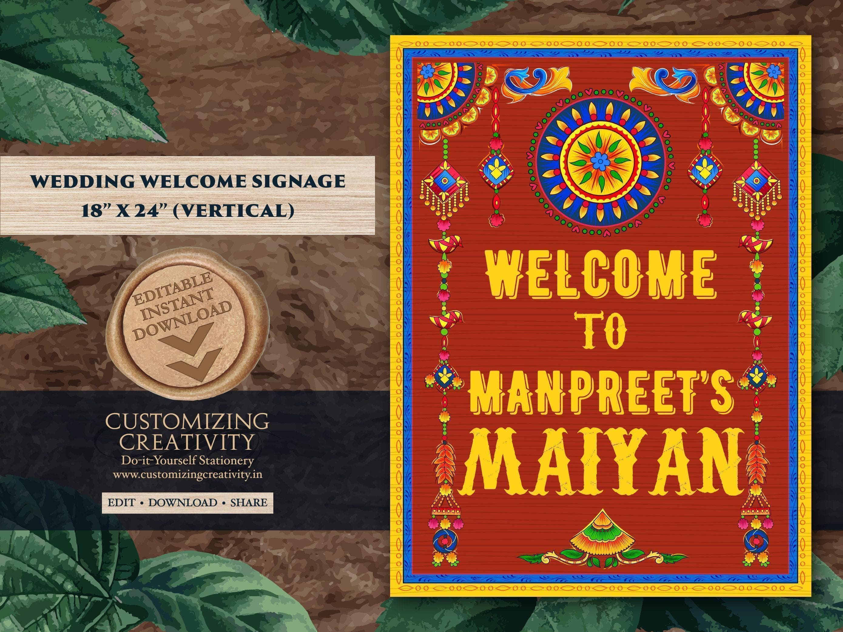Bollywood Truck Art Welcome Sign: Punjabi Wedding Decor (Digital Download) - image 3