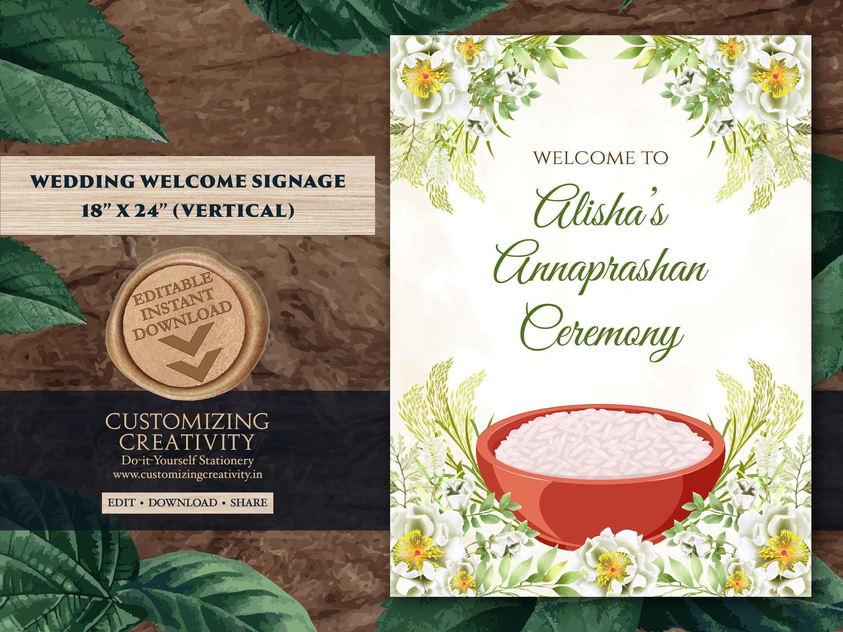 Annaprasan Welcome Sign: Indian Rice Ceremony Decor (Digital Download) - image 3