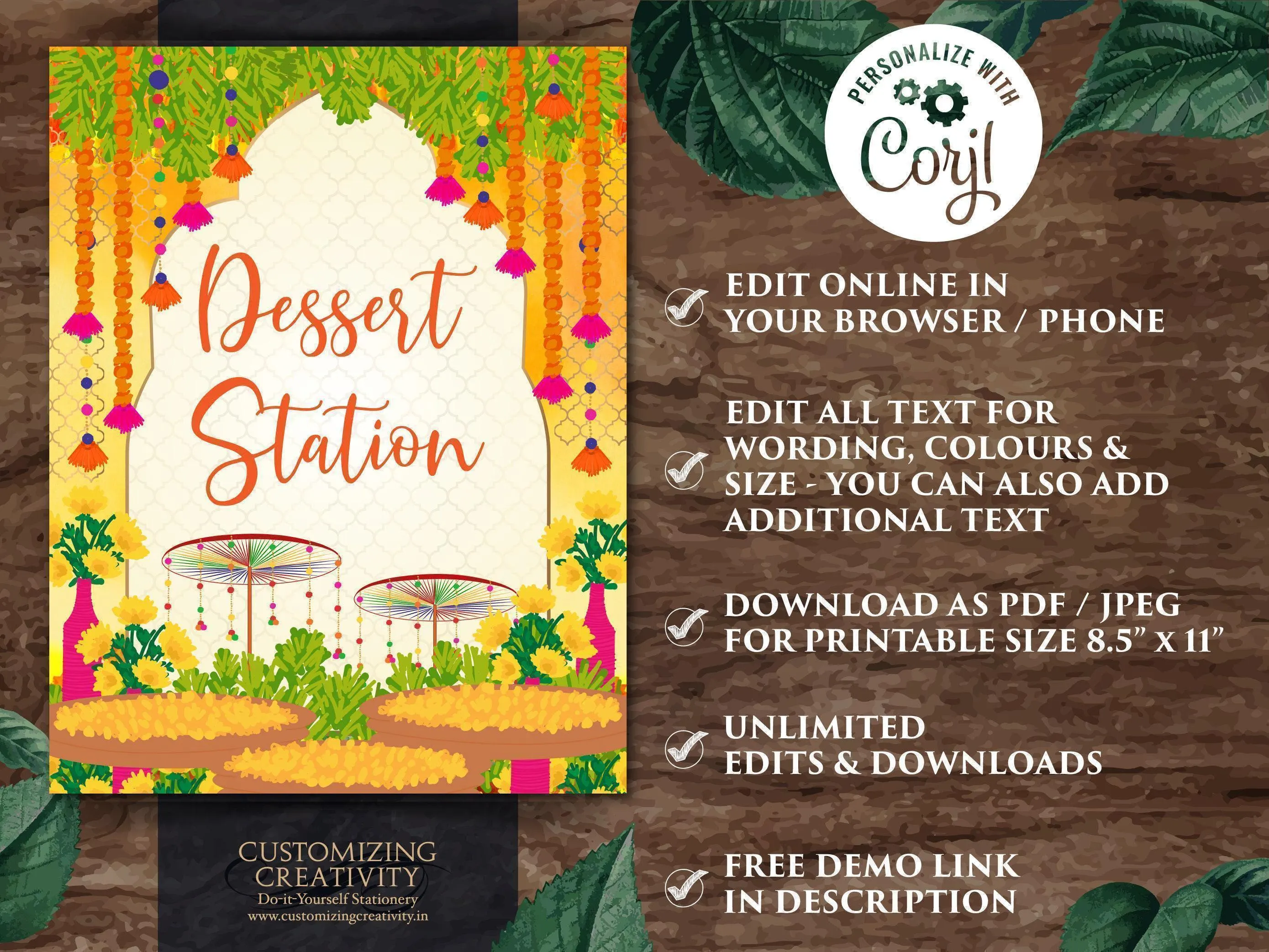 Indian Wedding Food Station Sign: Mehndi Decor (Digital Download) - image 2