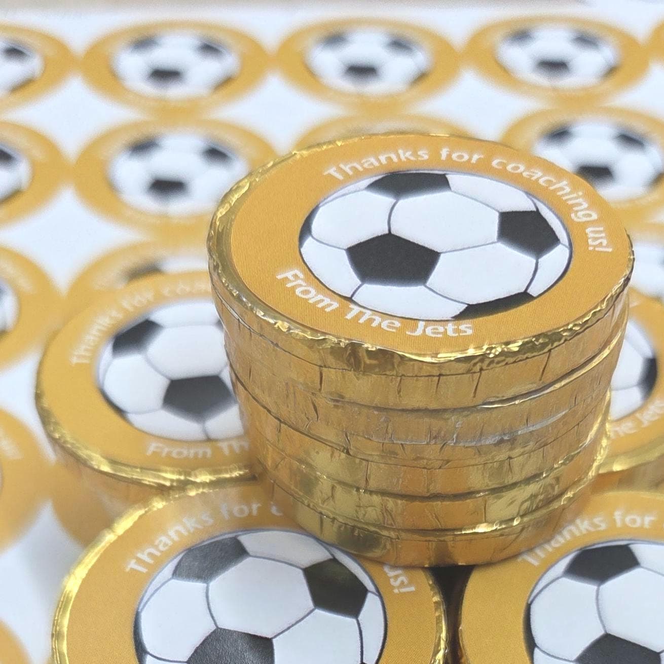 Personalised Football Birthday Chocolate Coins – Gold Foil Party Favours | Custom Name Stickers | Kids Party Bags | Bulk Options - image 4
