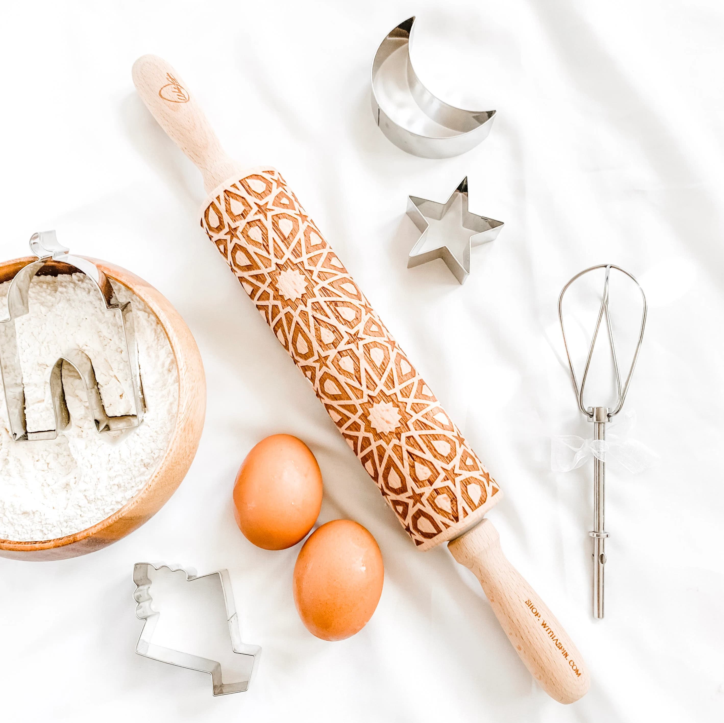 Islamic Geometric Pattern Rolling Pin. Eid gift. Ramadan gift. Muslim gift. Islamic gift. Mother's Day Gift. Ramadan baking. Eid Baking - image 2