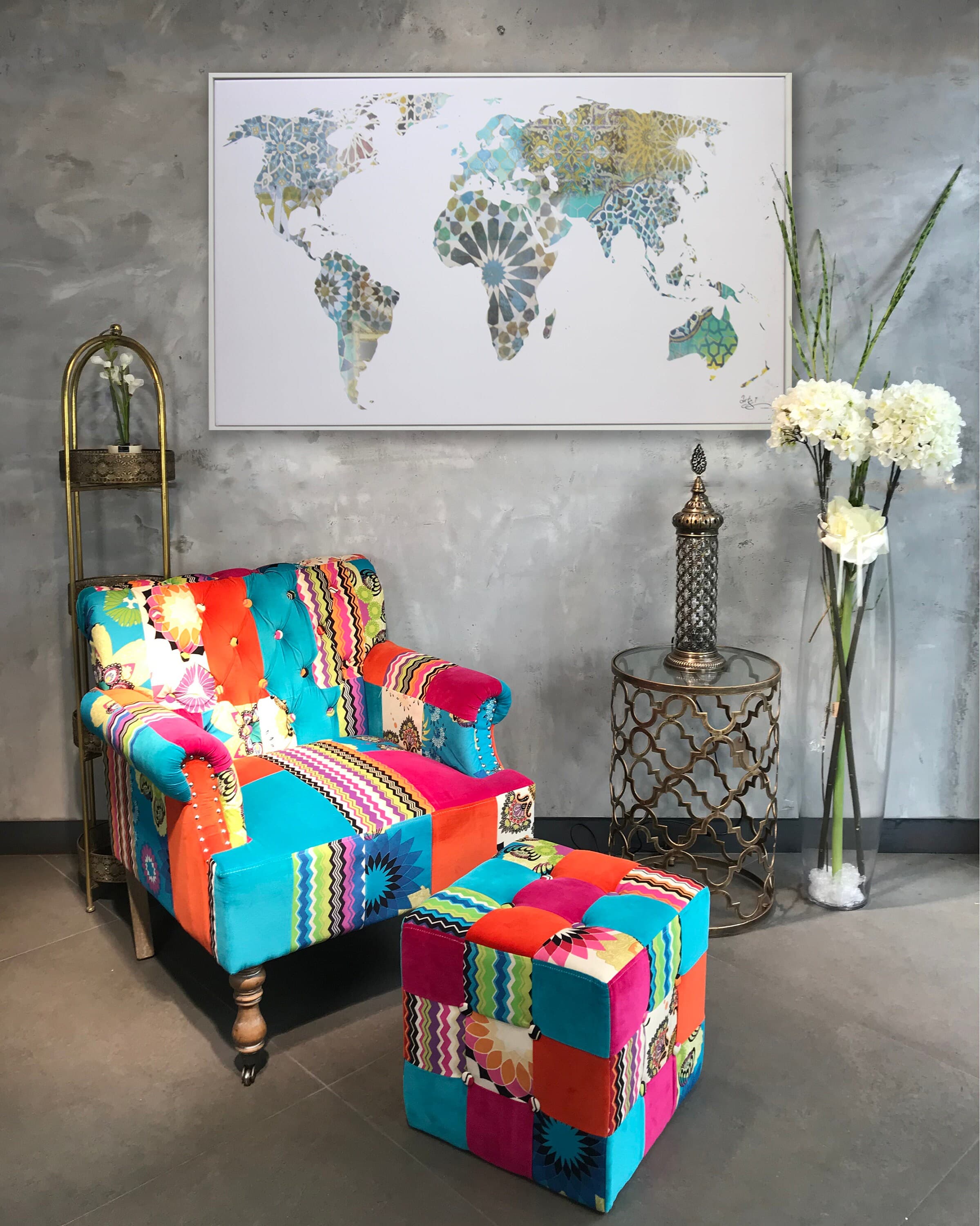 The World Map Moorish Zellige Turkish Moroccan Arabesque Persian Girih Geometric Designs Islamic Wall Art Giclee Premium Print Canvas XXL - image 3