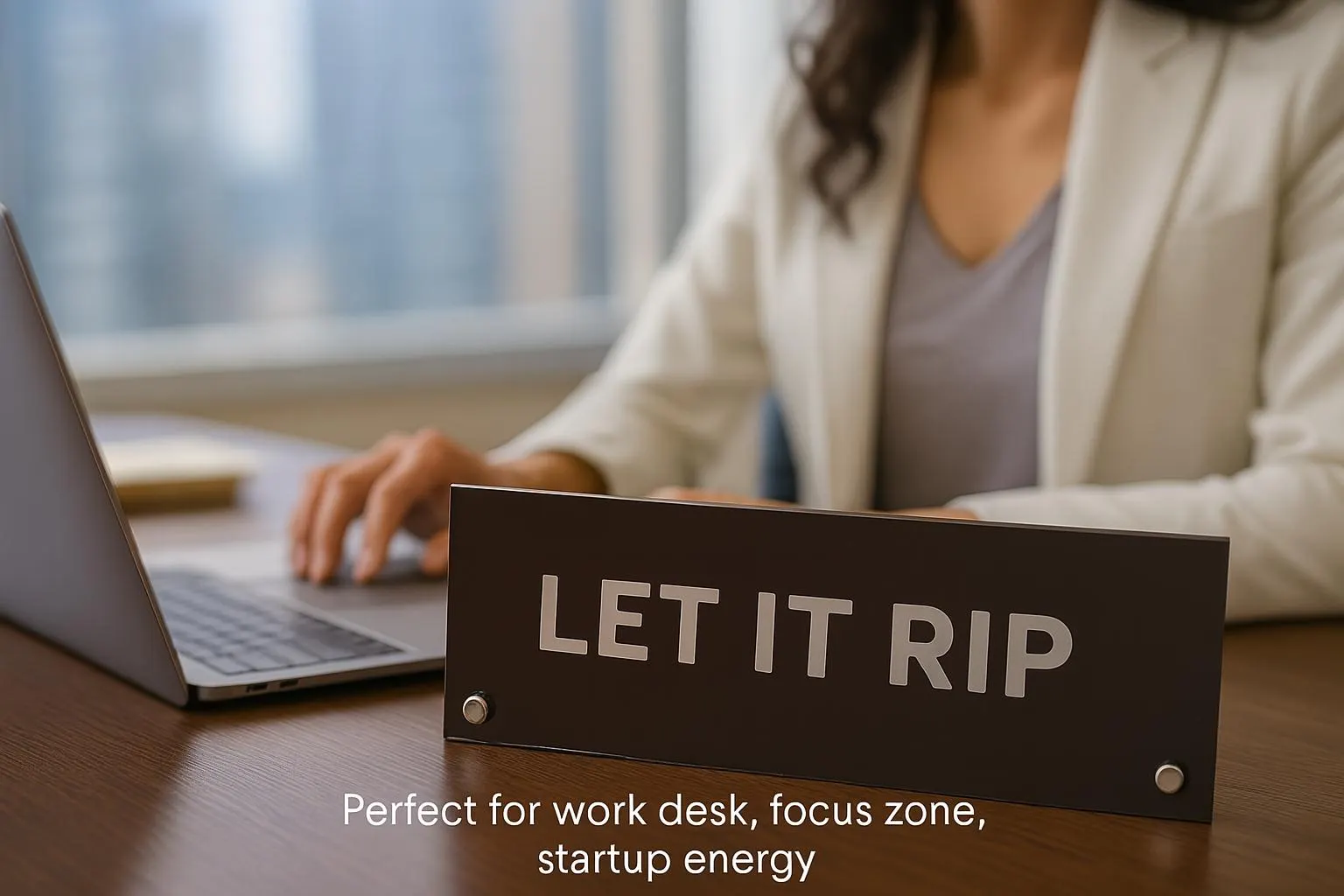 Let It Rip Motivational Acrylic Sign | Bold Desk Decor with LED Base | Gift for Office, Gym, Startup, Designer | Modern Inspiration Quote - image 5