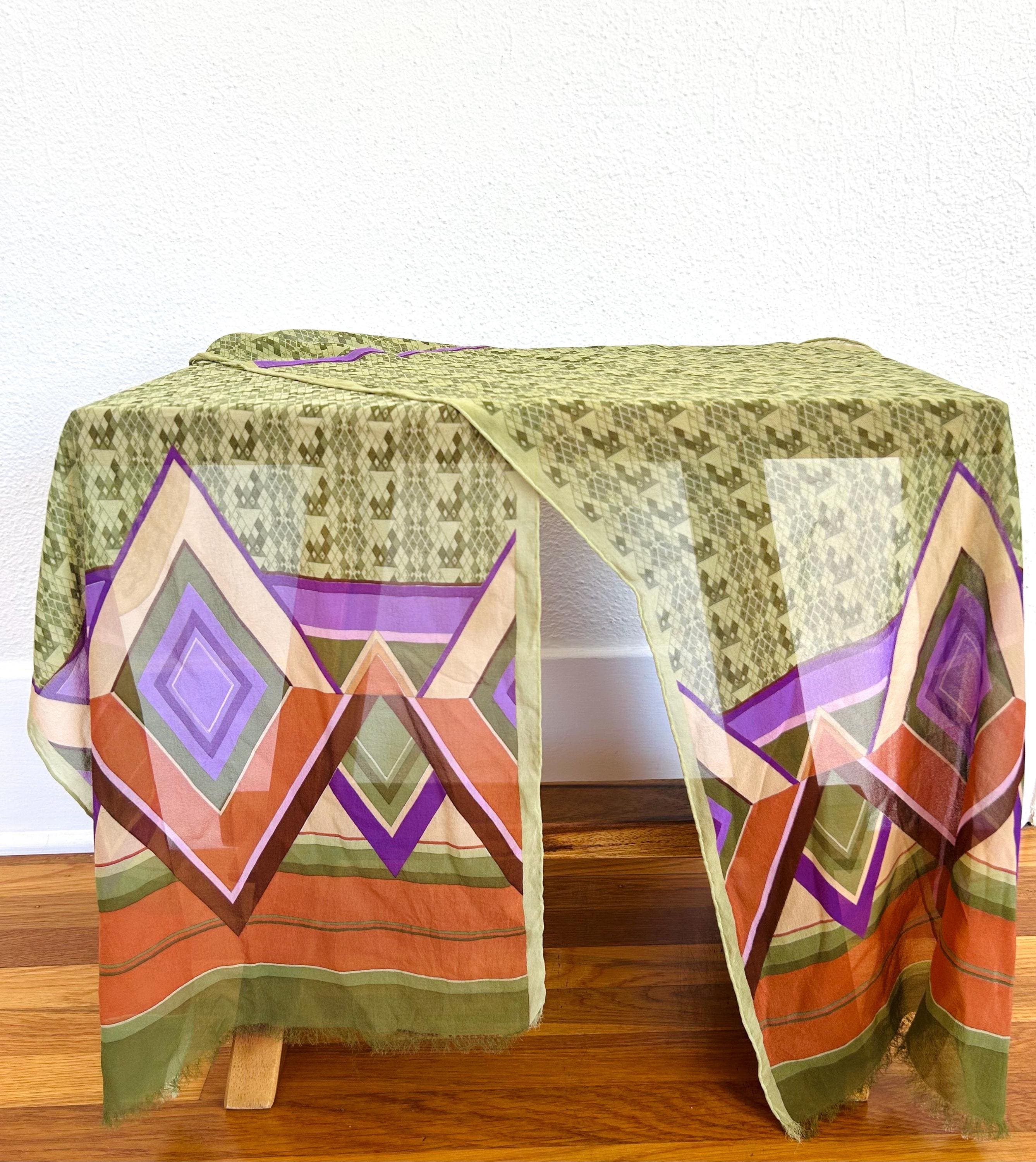 True Vintage Stucchi Lancetti Italian Silk Scarf 60s 70s geometric