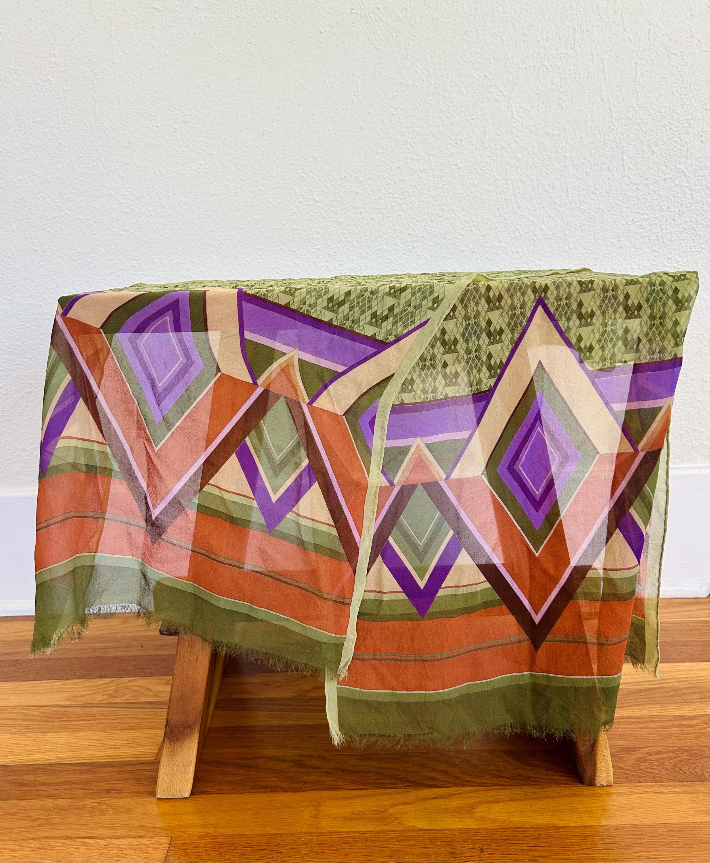 True Vintage Stucchi Lancetti Italian Silk Scarf 60s 70s geometric - image 2