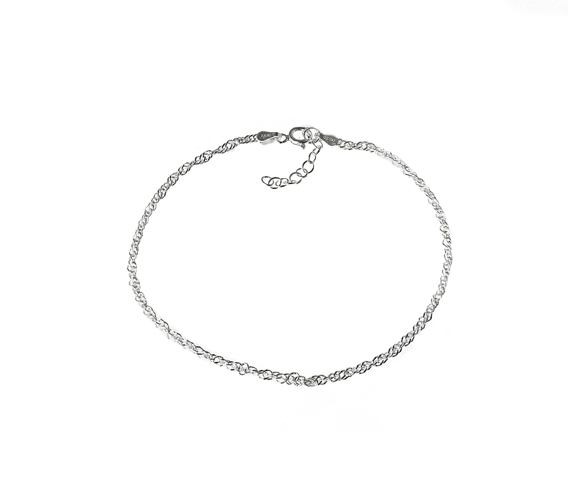 925 Sterling Silver Anklet, Initial Anklet, Birthstone Anklet, Personalized Anklet, Ankle Bracelet, Singapore Chain Anklet(A05) - image 3