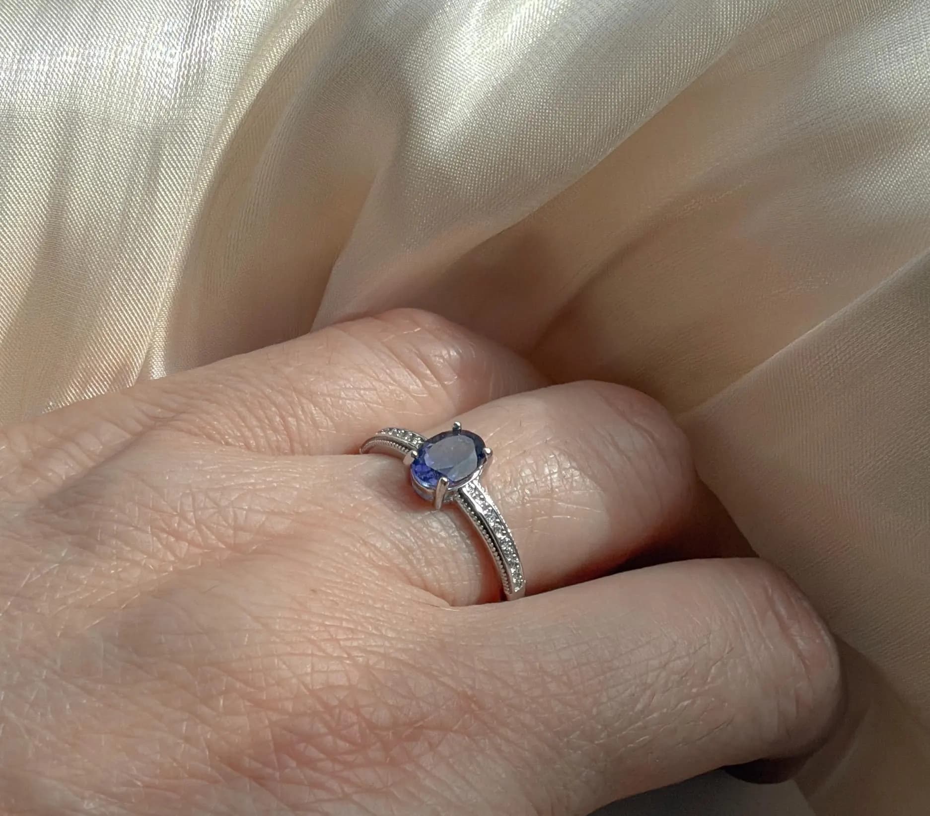 Natural Tanzanite 925 Sterling Silver Ring, Oval Purple Silver Ring, Adjustable Oval Tanzanite Ring, Engagement Promise Ring (SR10) - image 3