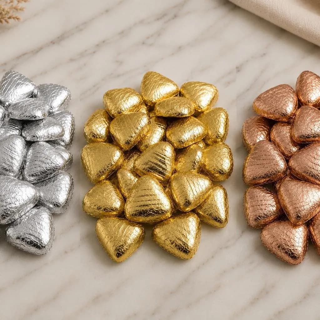 Heart Foil Chocolates For Wedding Favours Foil Wrapped Chocolate Hearts Gold Foil Heart Chocolates For Weddings Chocolates For Party Favours - image 5