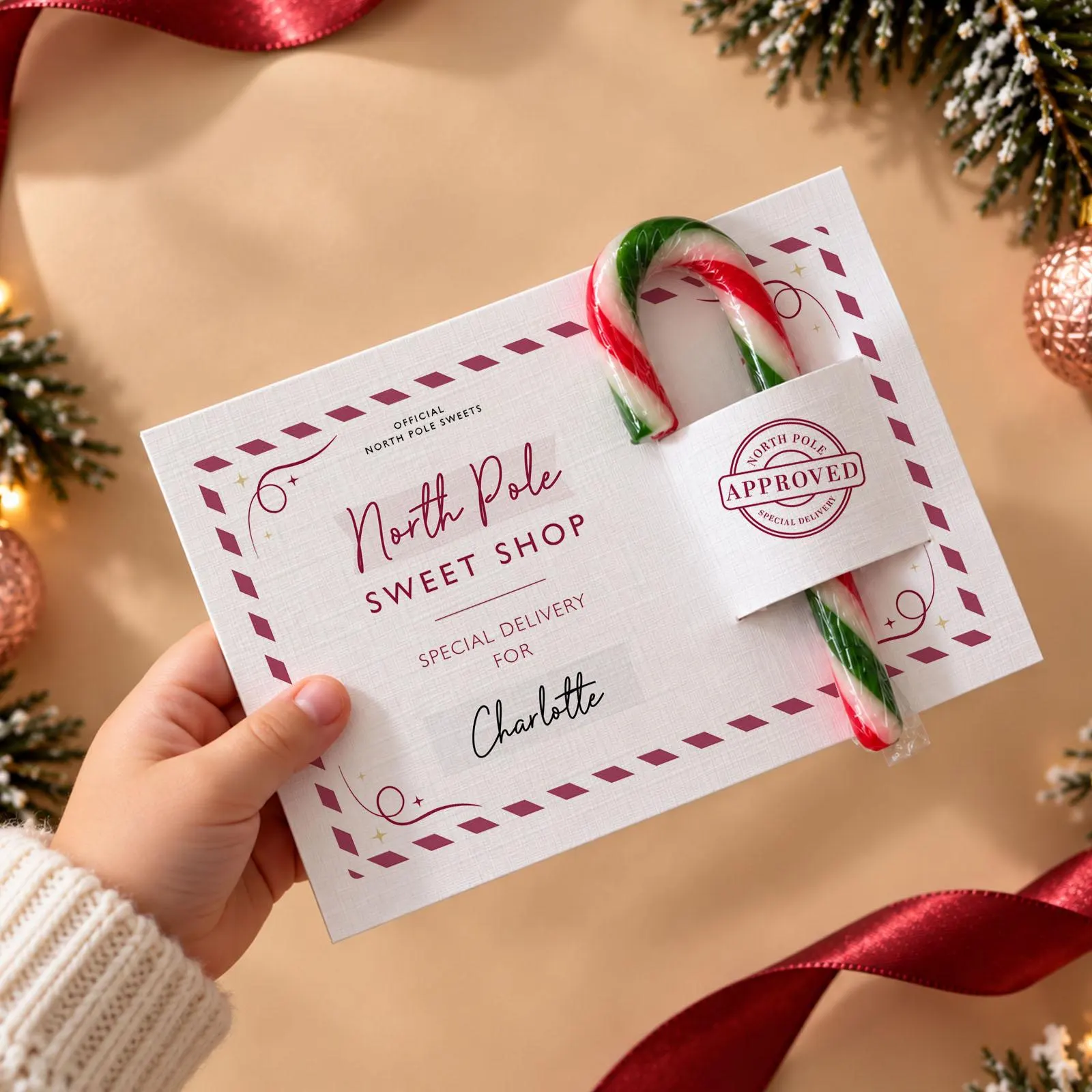 Christmas Eve Box Filler, Personalised Candy Cane Gift for Kids, North Pole Sweet Shop Christmas Treat, Stocking Filler - image 2