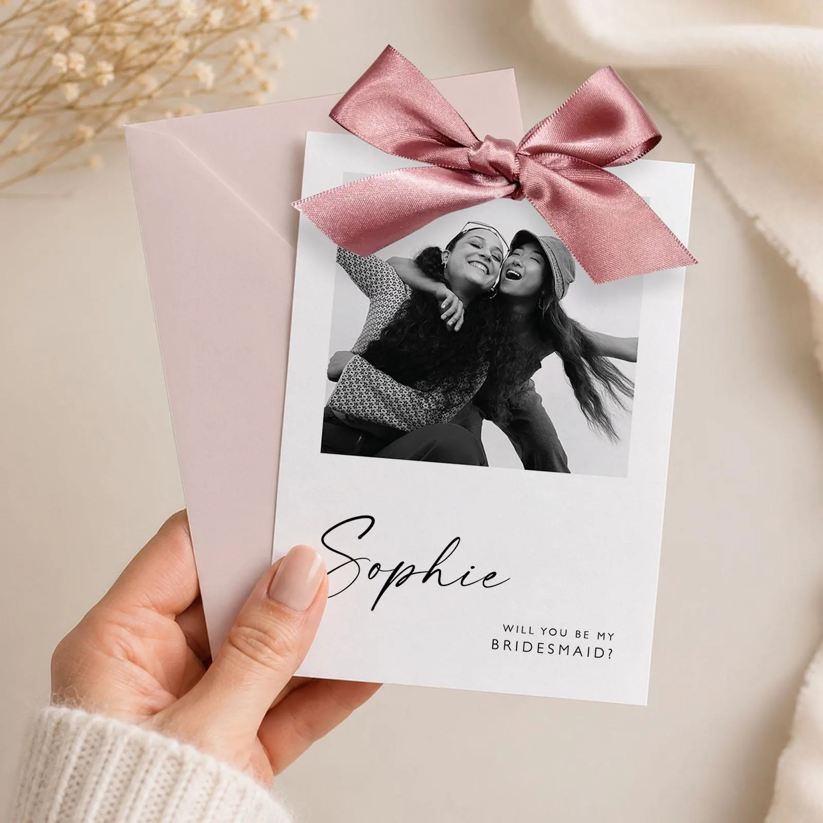 Personalised Bridesmaid Proposal Photo Card with Bow, Will You Be My Bridesmaid, Maid of Honour, Bridal Party Gift - image 2