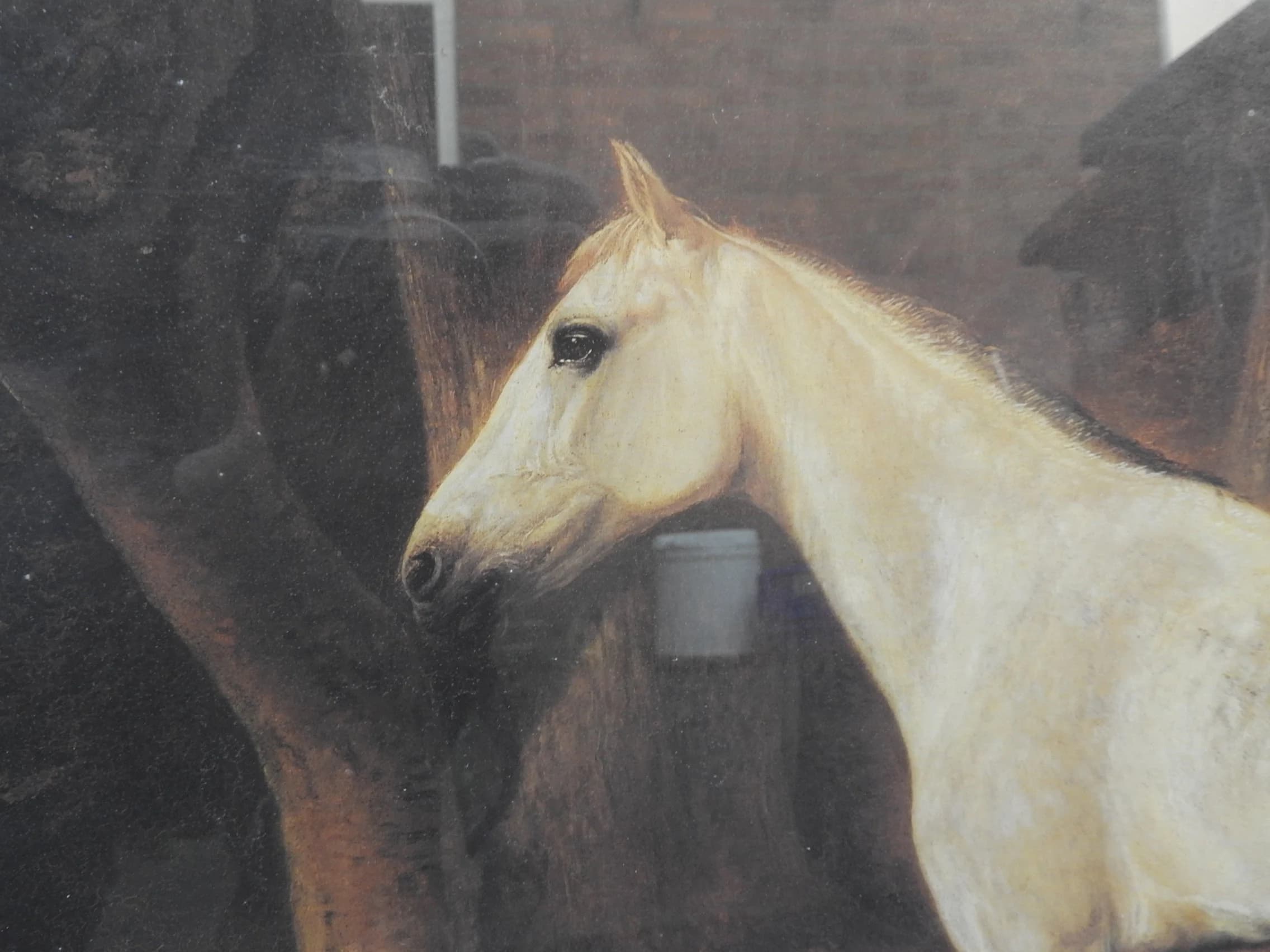 Vintage "GREY MARE" Horse Print: Large Wooden Framed Glazed Art - image 5