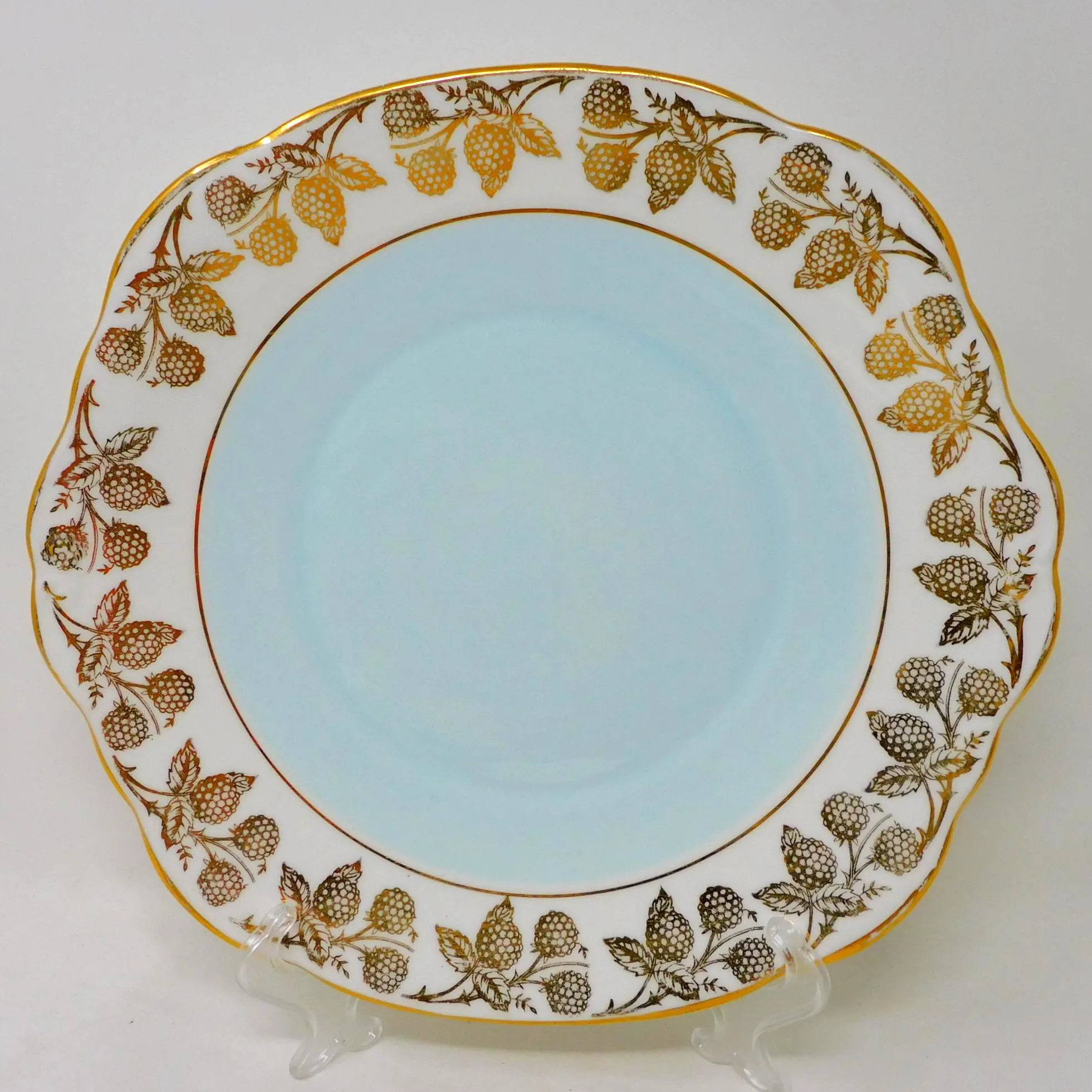 Duchess Bone China Cake Plate – Gold Blackberry Border, England – 9.25" - image 3