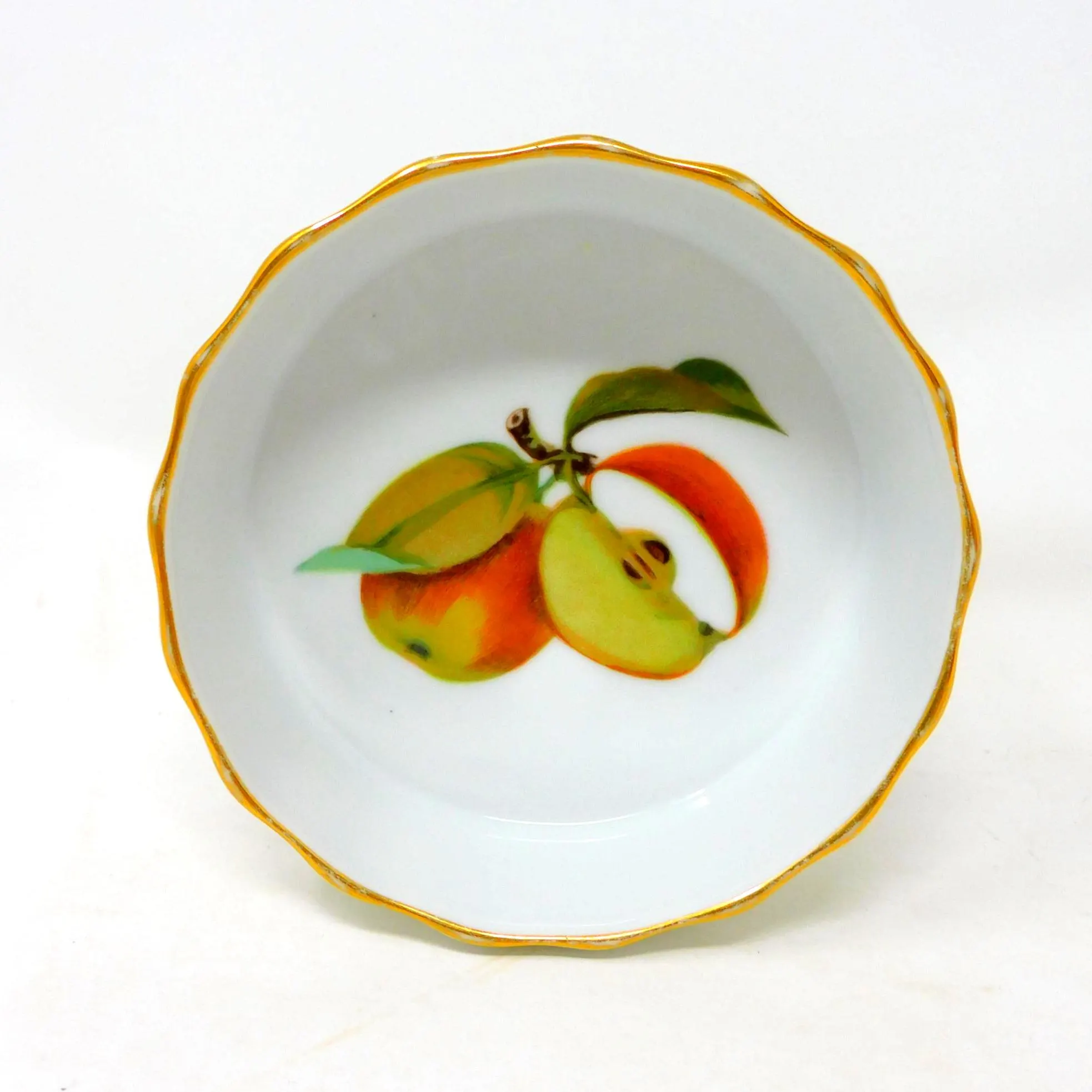 Royal Worcester Evesham Gold Flan Dish • Vintage Fruit Motif Porcelain (4 inch) - image 4