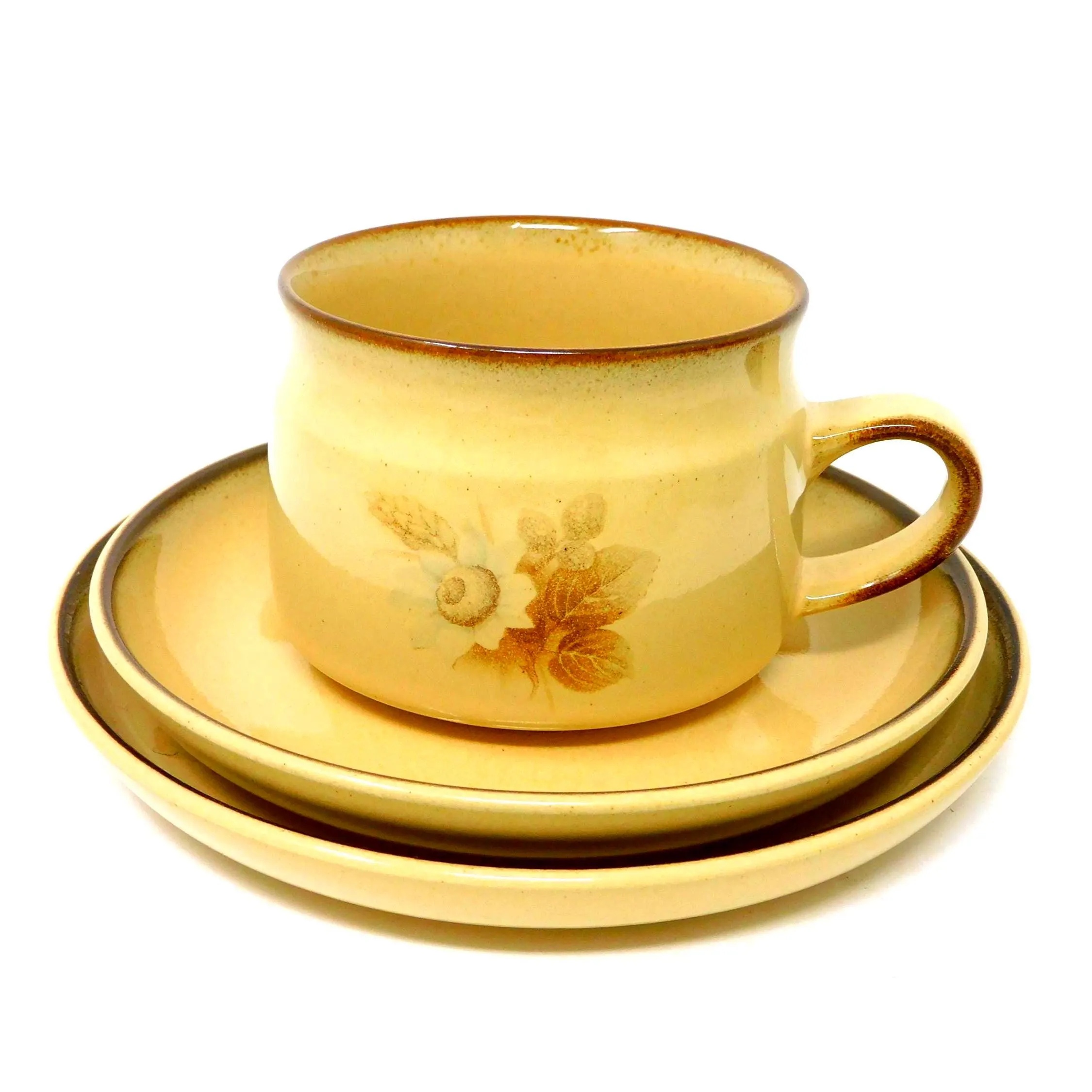 Vintage Denby Memories Trio Set • Floral Stoneware Coffee Cup, Saucer, Side Plate (1980s) - image 3