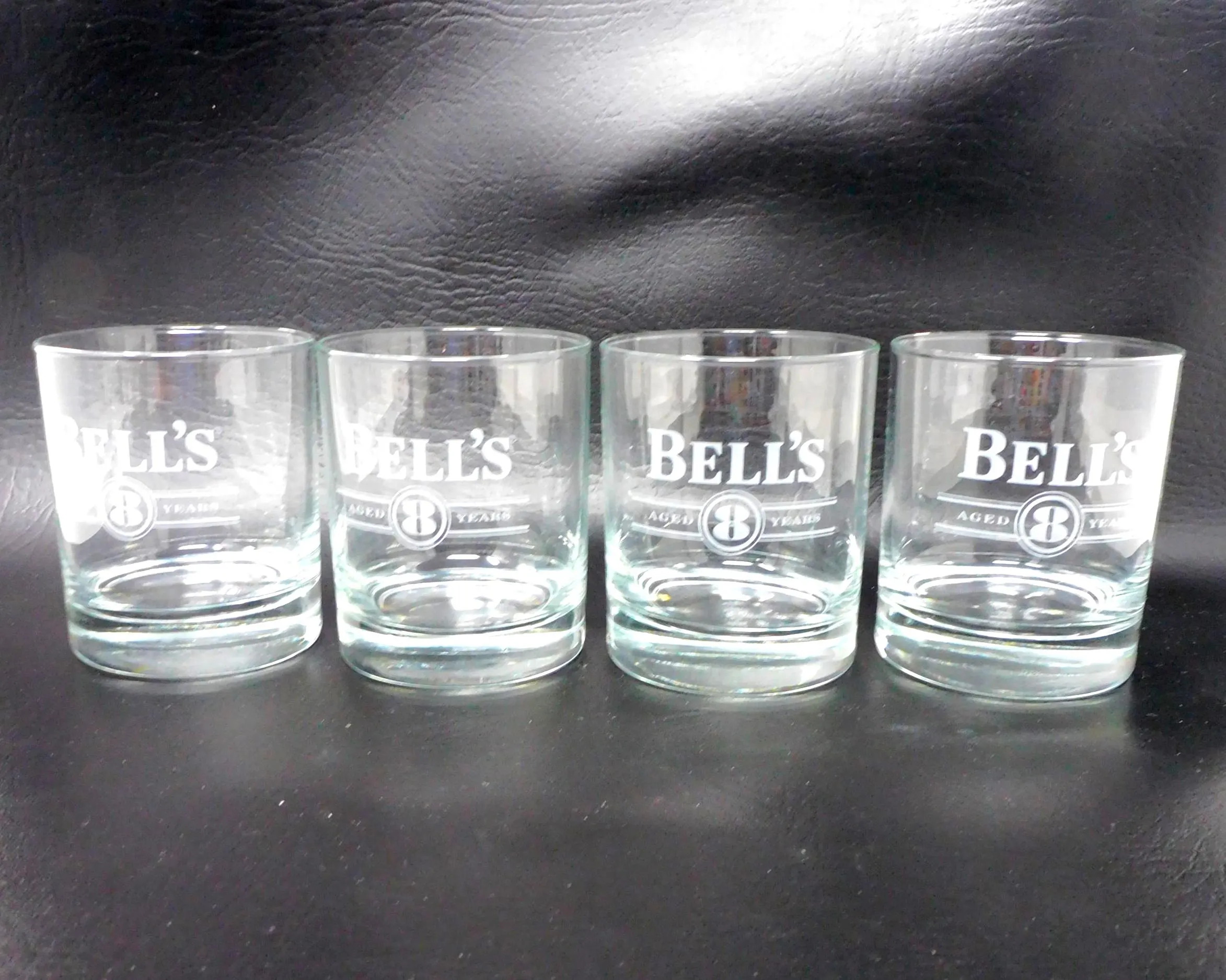 Set of 4 Vintage Bell's Scotch Whisky Tumblers | Bell's Aged 8 Years Whisky Glasses | Retro Barware Pub Memorabilia - image 3