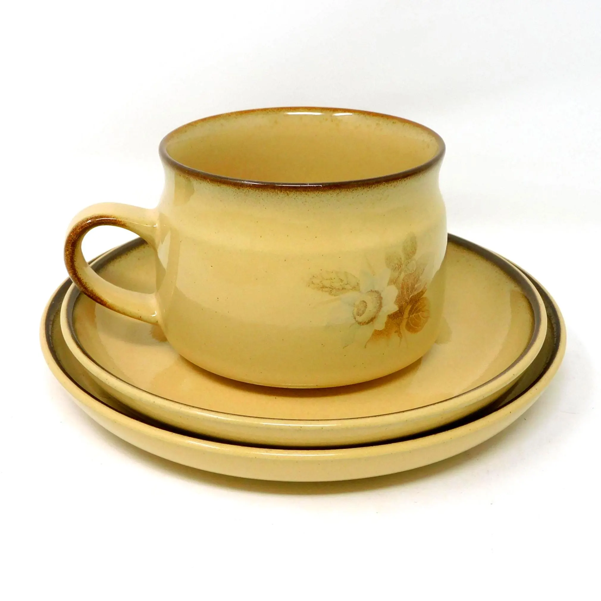Vintage Denby Memories Trio Set • Floral Stoneware Coffee Cup, Saucer, Side Plate (1980s) - image 5
