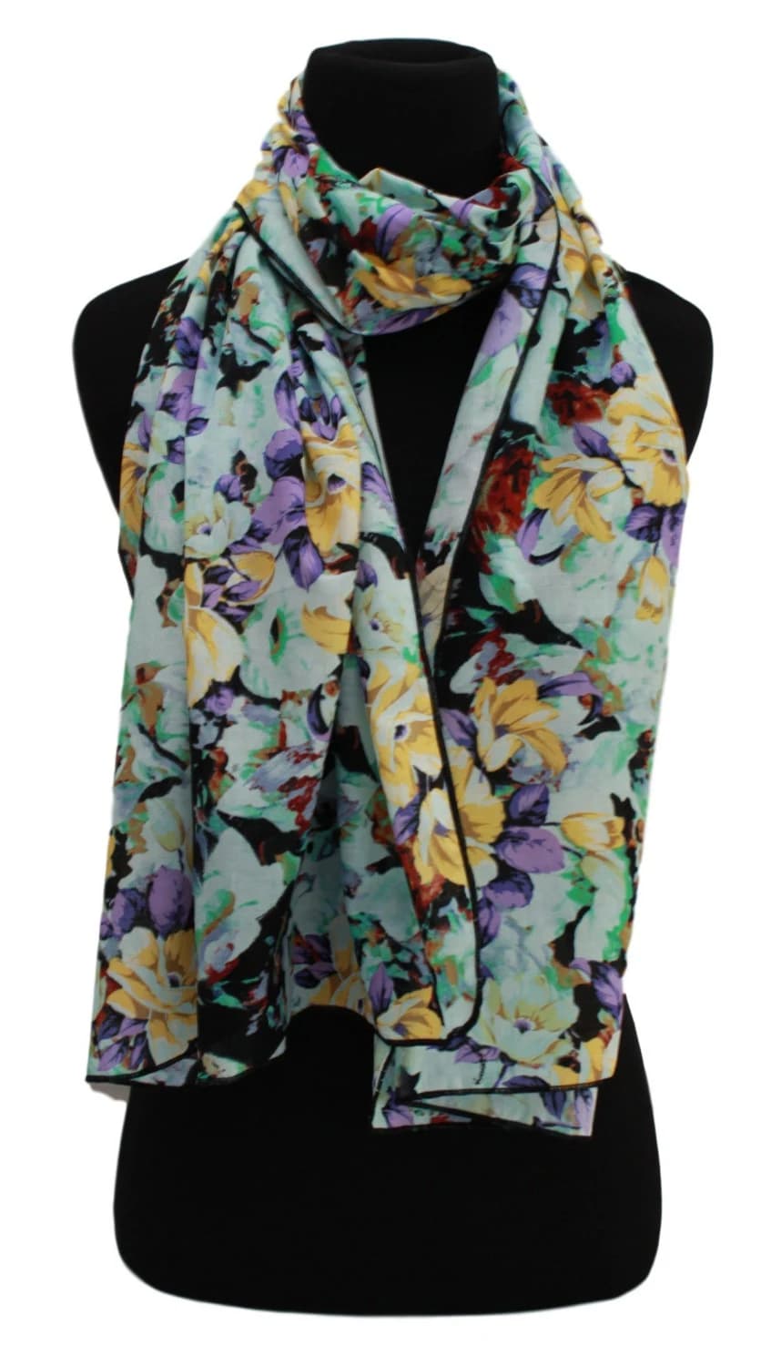 Multicolored Floral Cotton Scarf, Timeless Flower Print Neck Wrap for Women - image 5