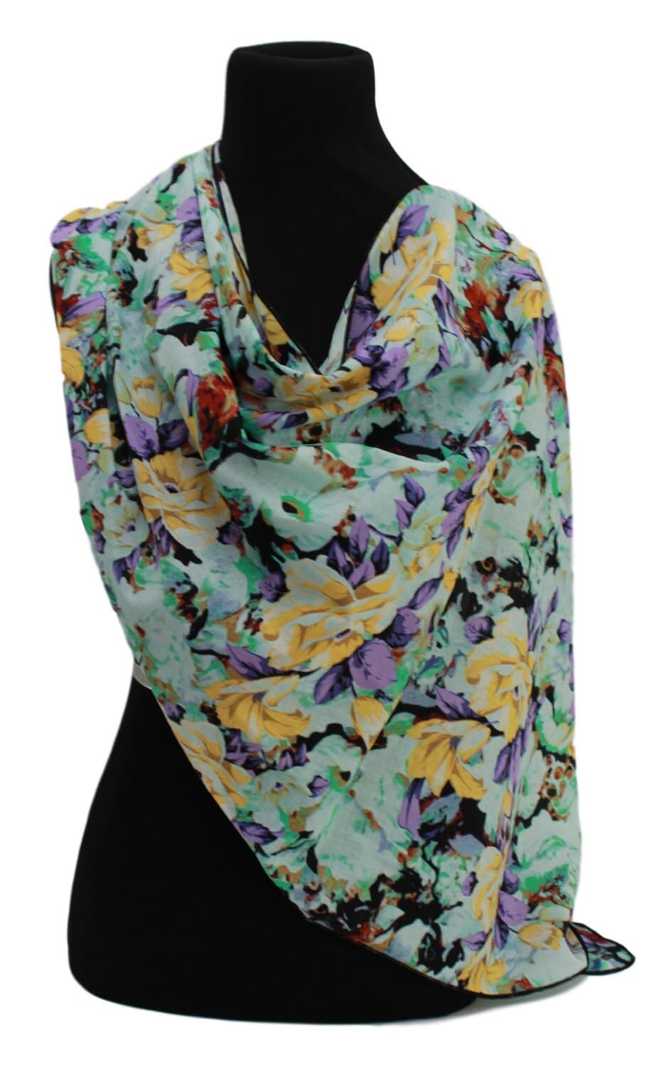 Multicolored Floral Cotton Scarf, Timeless Flower Print Neck Wrap for Women - image 4