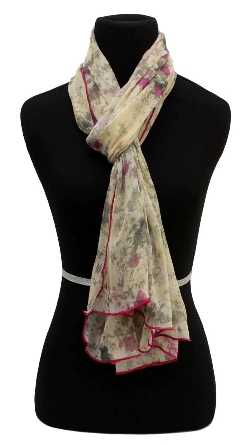 Lightweight Boho Floral Scarf – Airy Chiffon Wrap – Soft Oversized Summer Headscarf - image 4